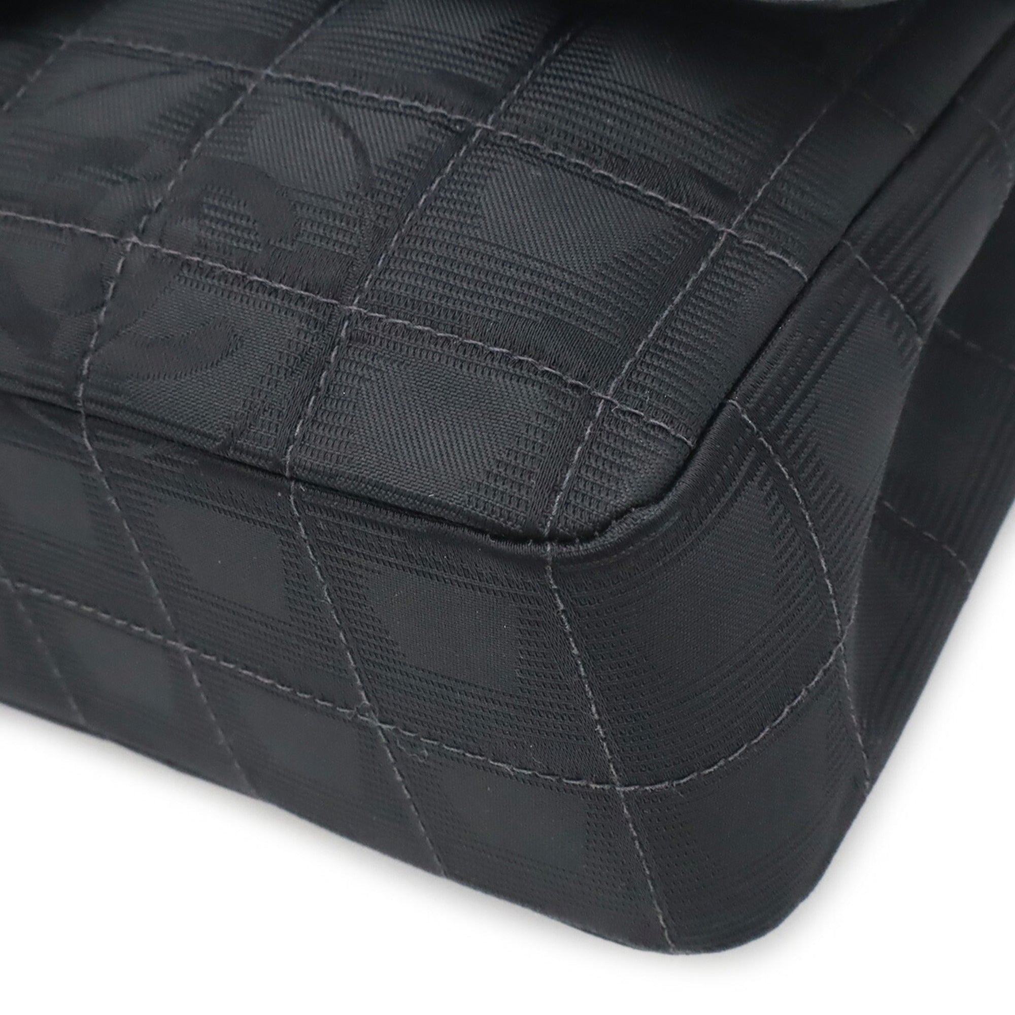 Chanel New Travel Line Black Nylon Leather Shoulder Bag (Pre-Owned)