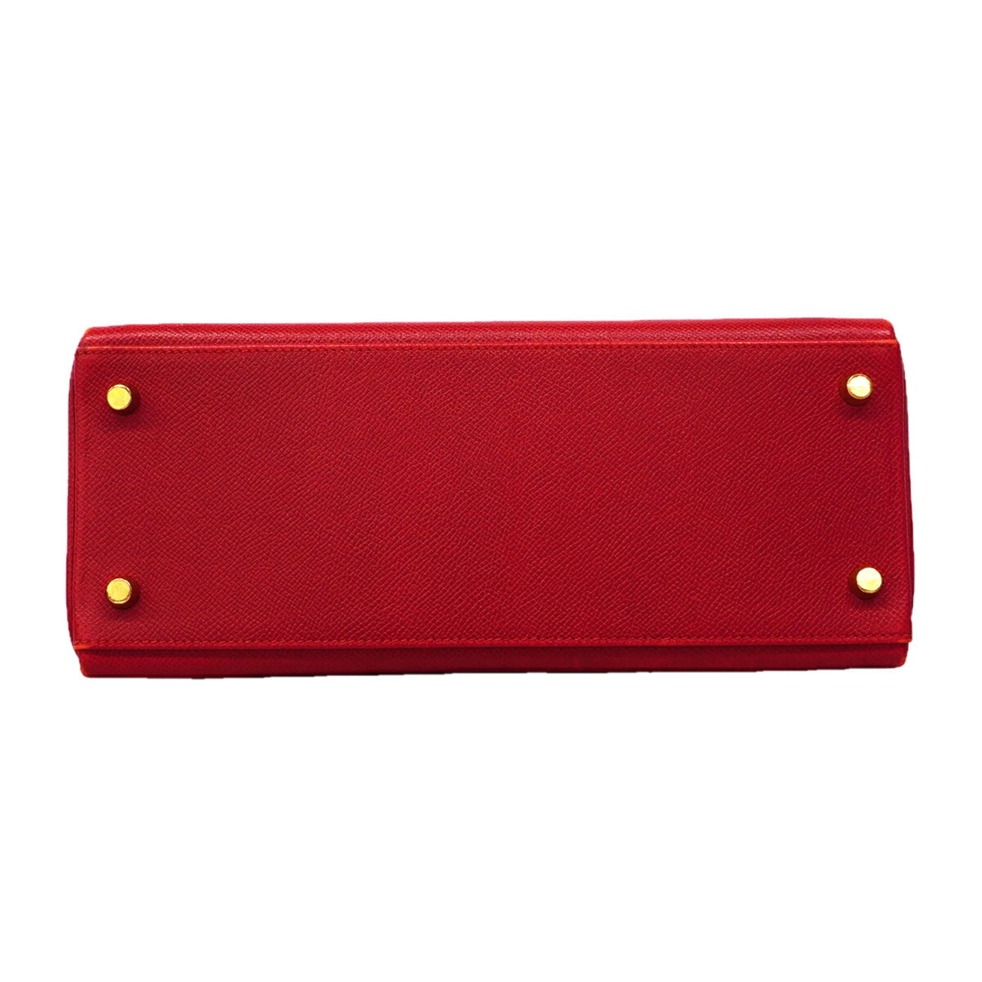 Hermes Rouge Vif Courchevel Leather Handbag (Pre-Owned)