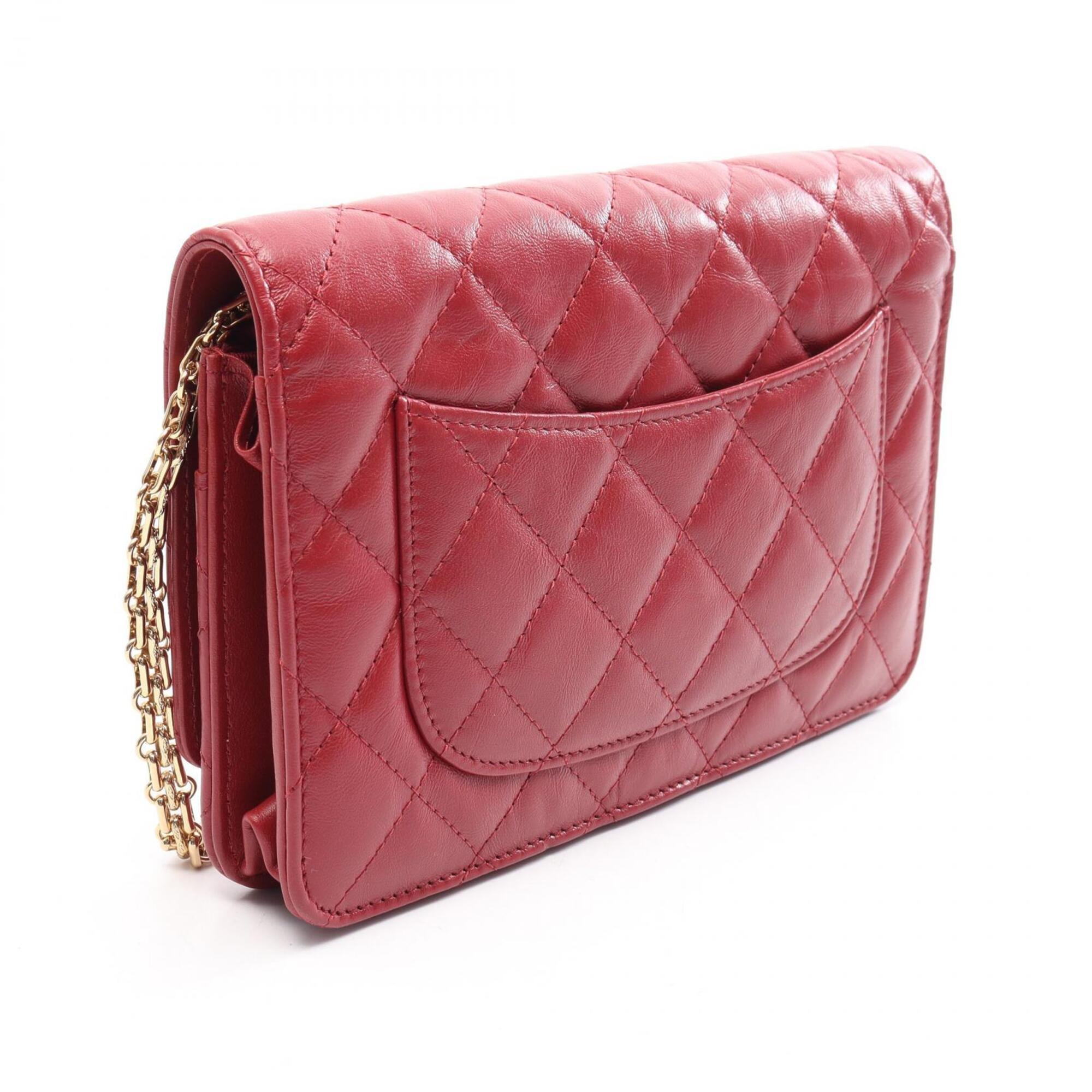 Chanel Red Color Leather Handbag Shoulder Bag (Pre-Owned)