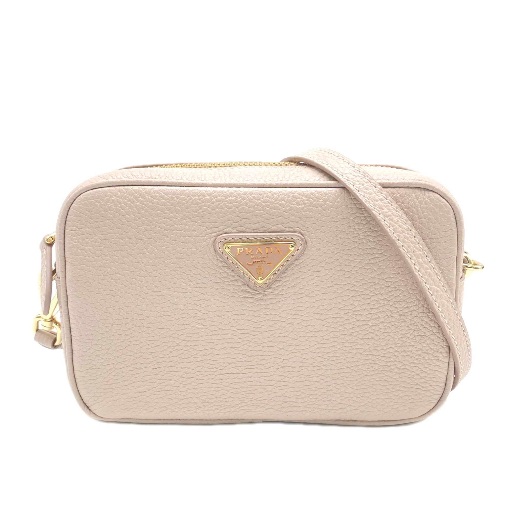 Prada Pink Beige Leather Shoulder Bag (Pre-Owned)
