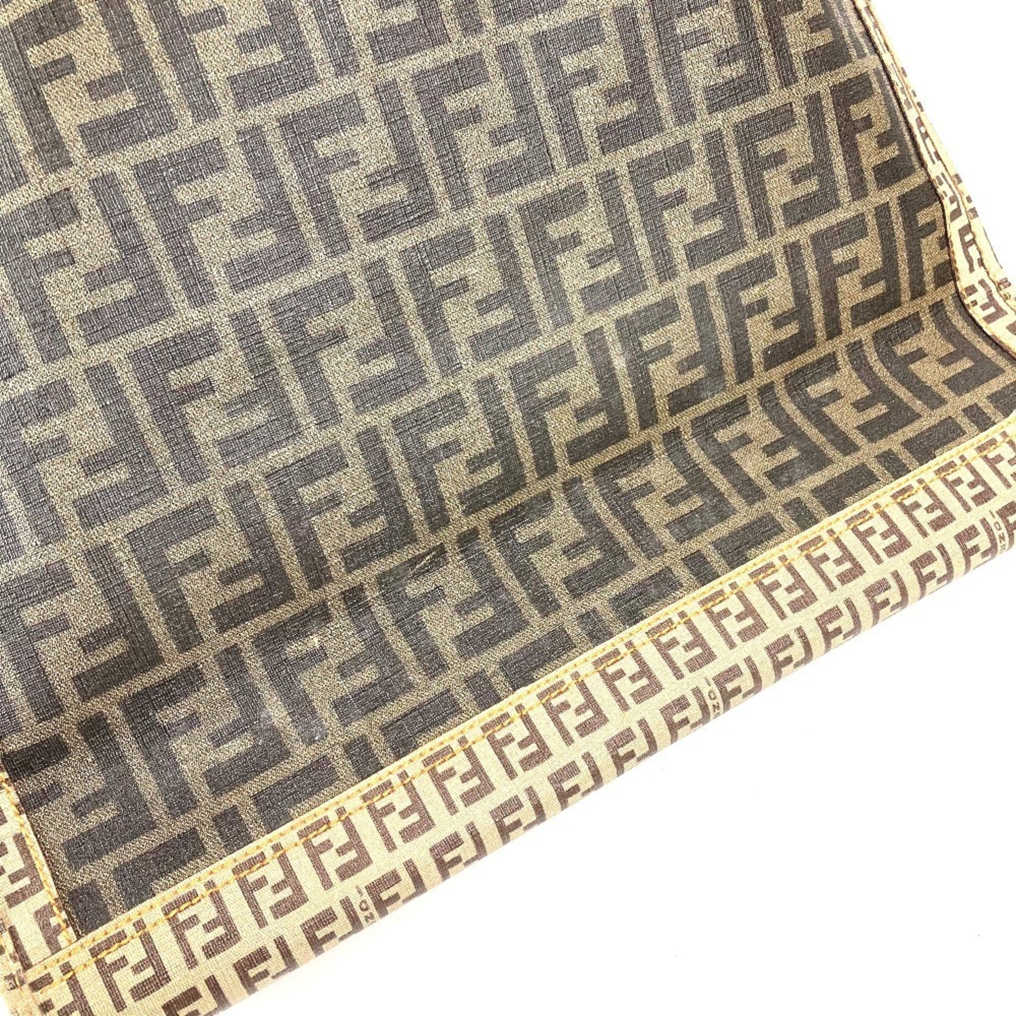 Fendi Zucca Beige Brown Coated Canvas Shoulder Bag Tote Bag (Pre-Owned)