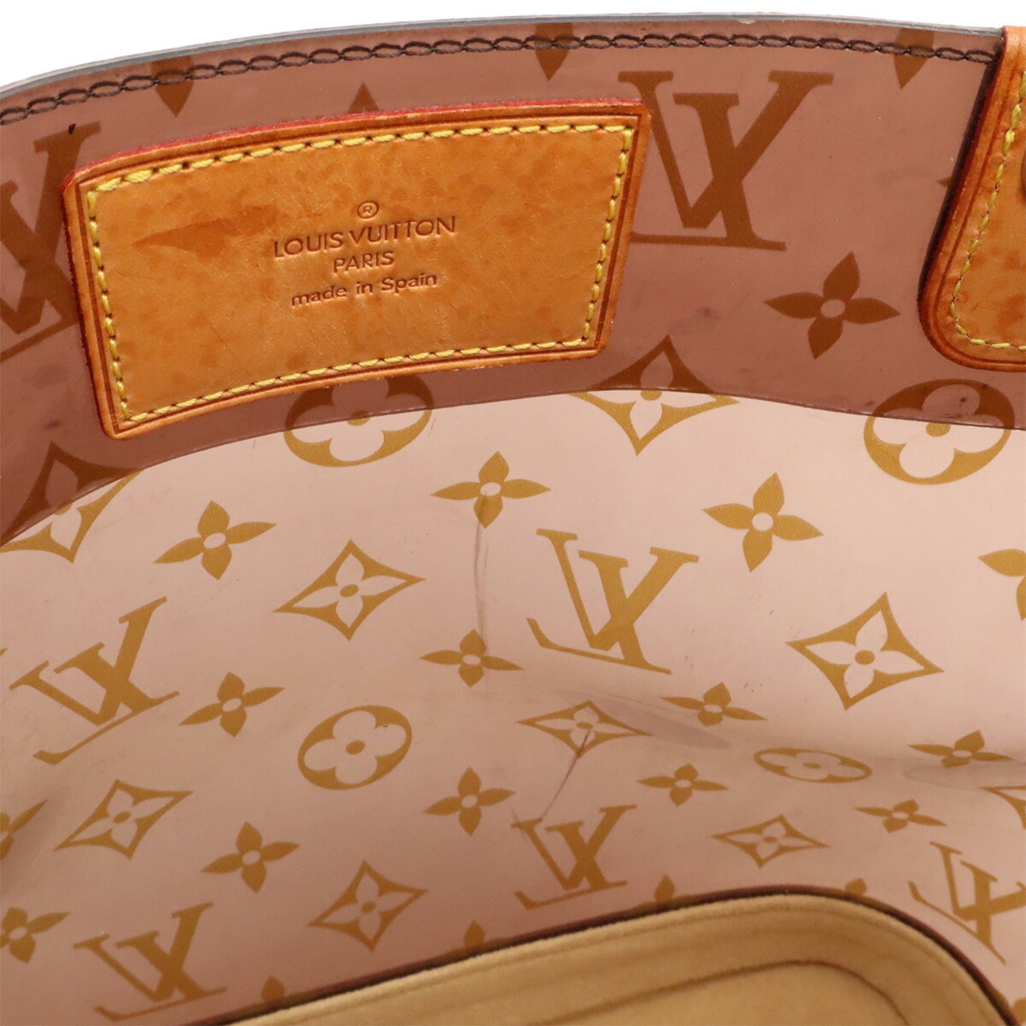 Louis Vuitton Brown Clear Vinyl Leather Shoulder Bag Tote Bag (Pre-Owned)
