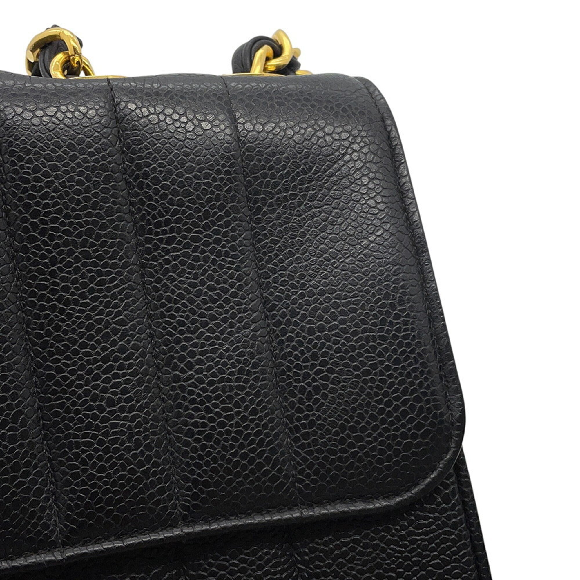 Chanel Black Grained Calfskin Handbag Shoulder Bag (Pre-Owned)