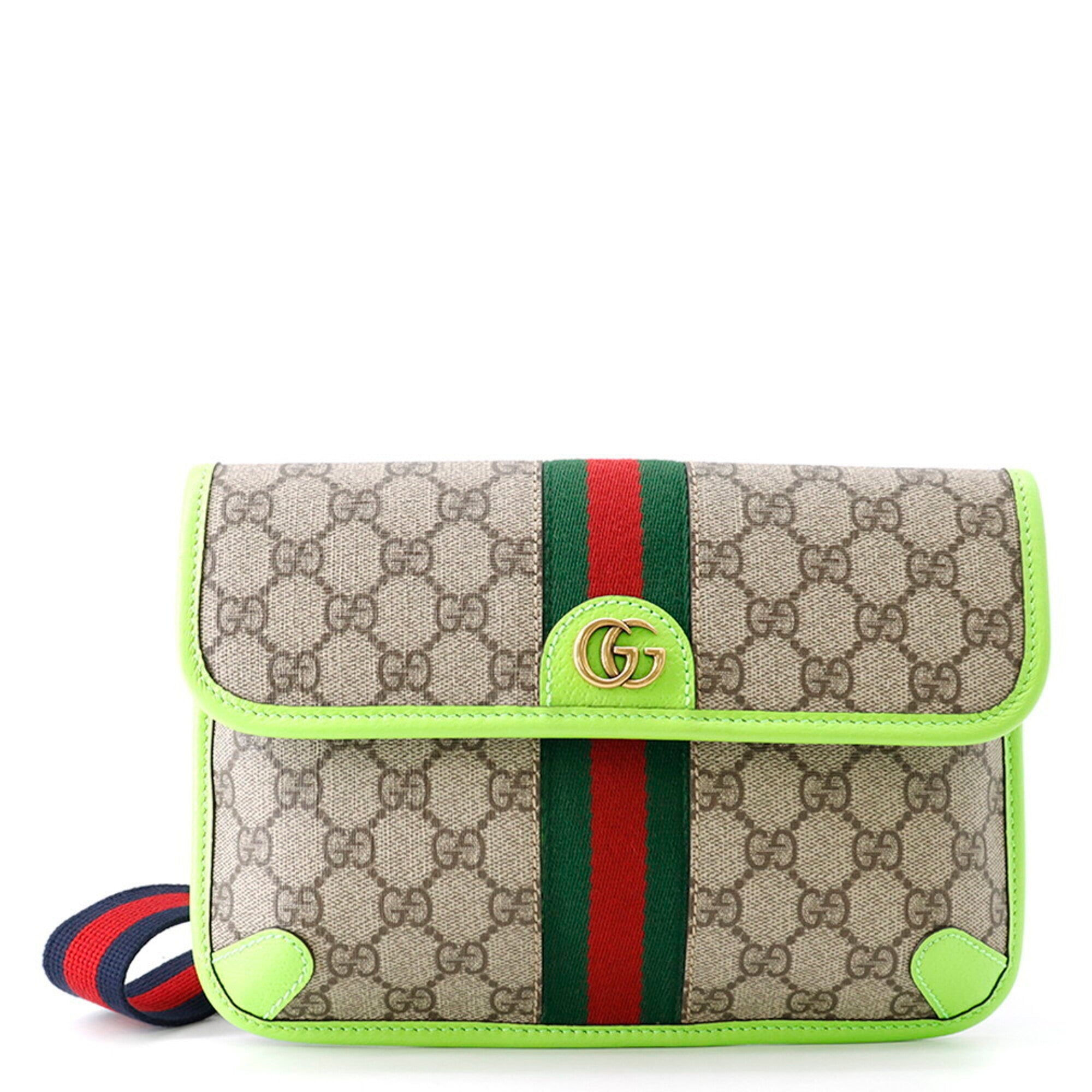 Gucci Green Red Color Pvc Leather Fanny Pack Sling Bag (Pre-Owned)
