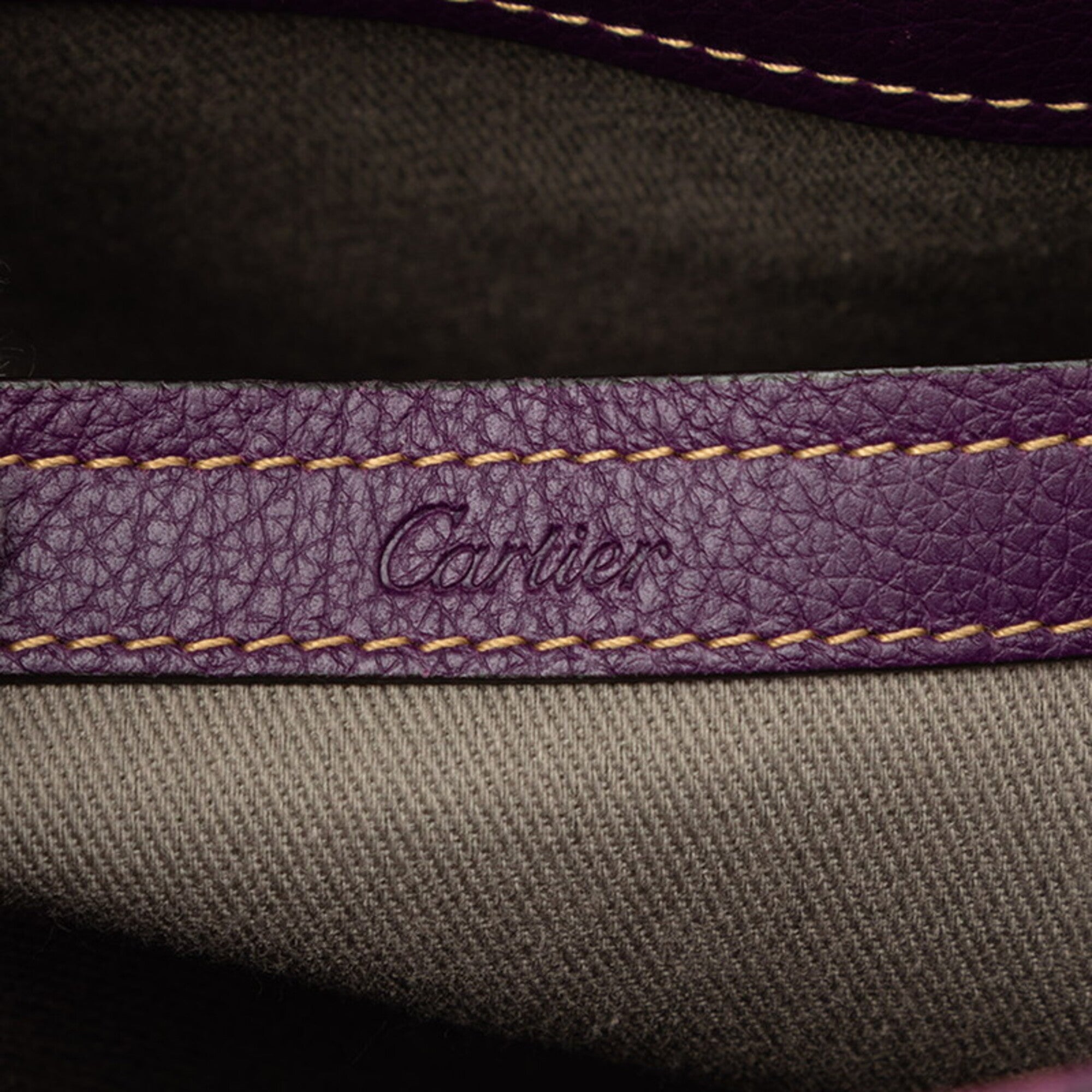 Cartier Purple Leather Handbag Shoulder Bag (Pre-Owned)