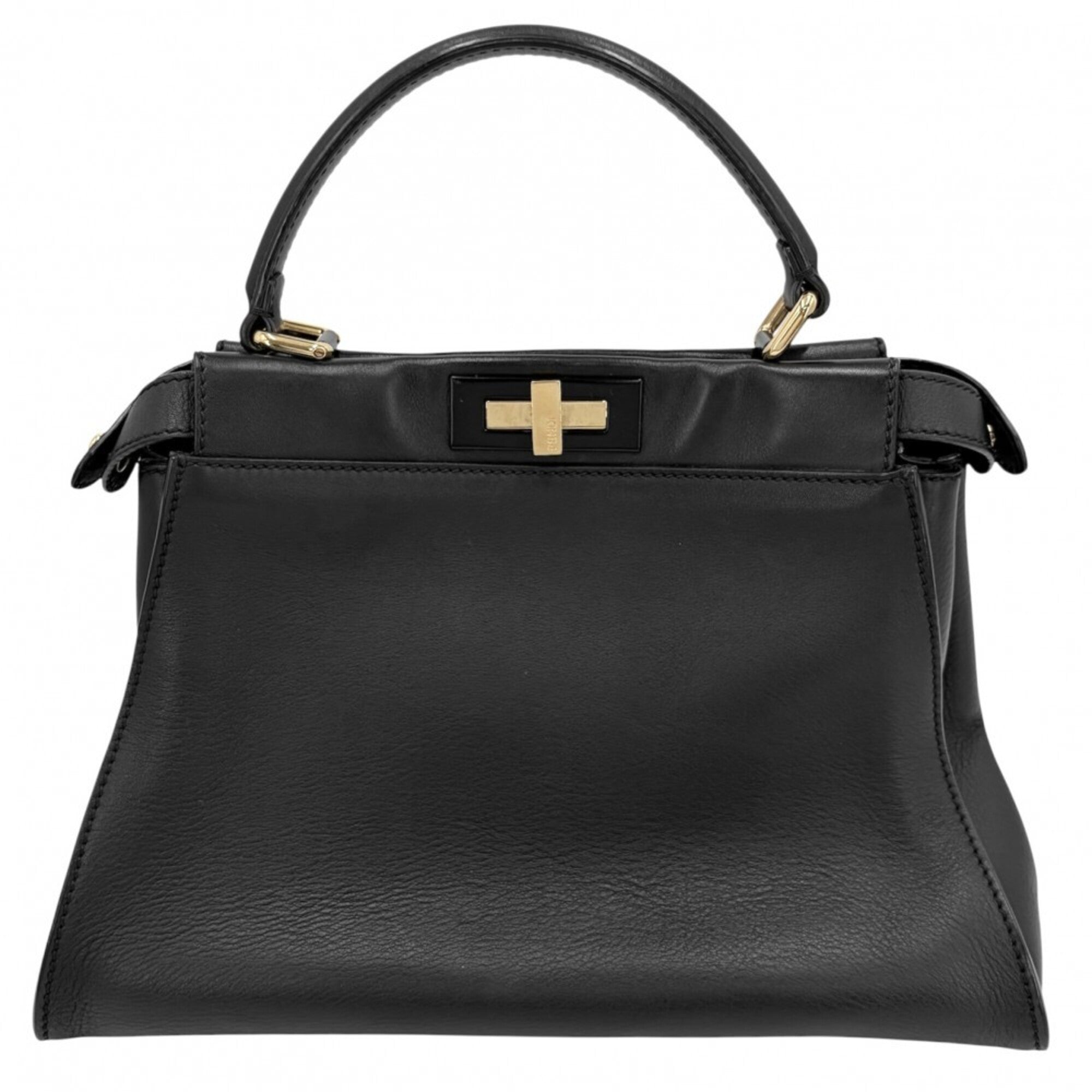 Fendi Peekaboo Black Leather Handbag Shoulder Bag (Pre-Owned)