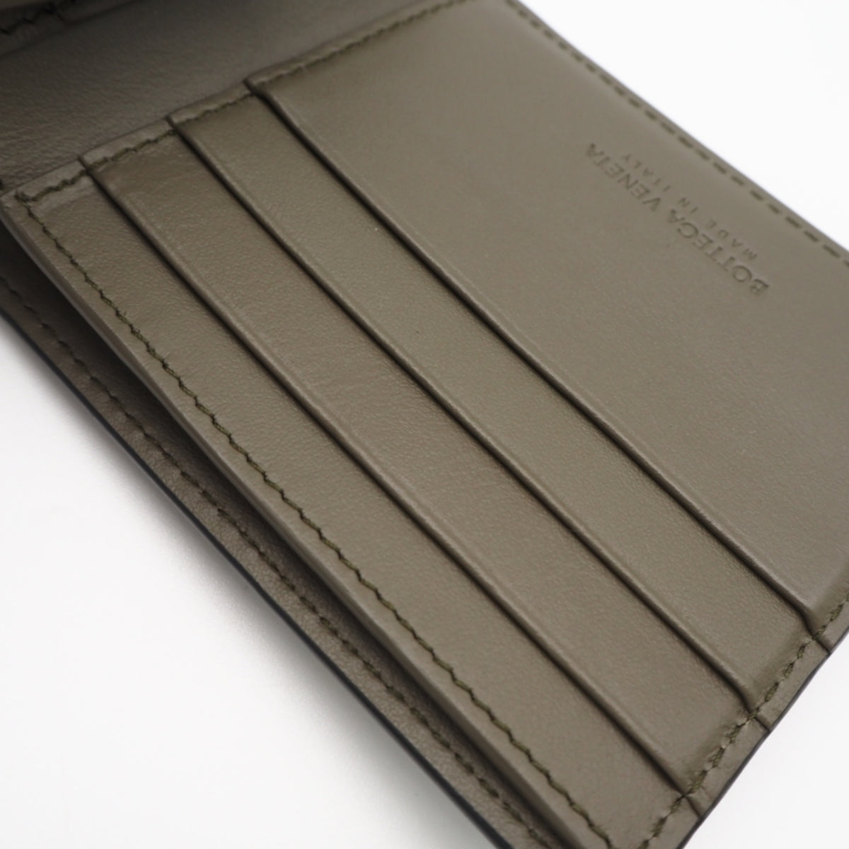 Bottega Veneta Gray Khaki Leather Wallet (Bi-Fold) (Pre-Owned)