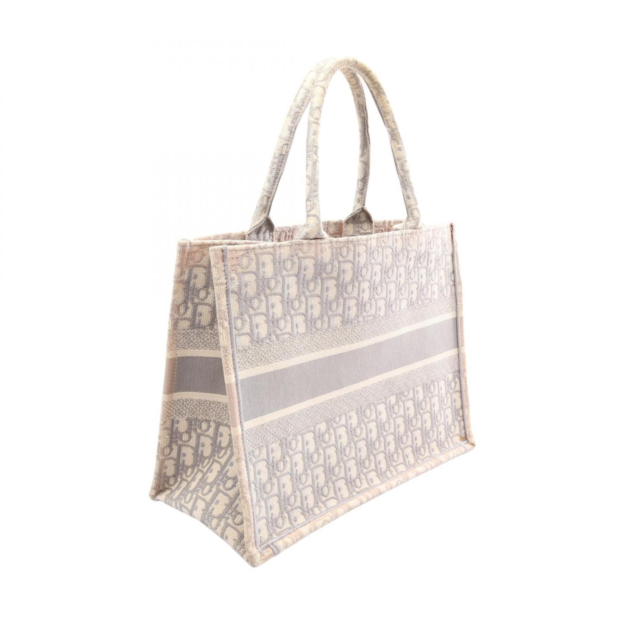 Christian Dior Gray White Canvas Handbag Tote Bag (Pre-Owned)