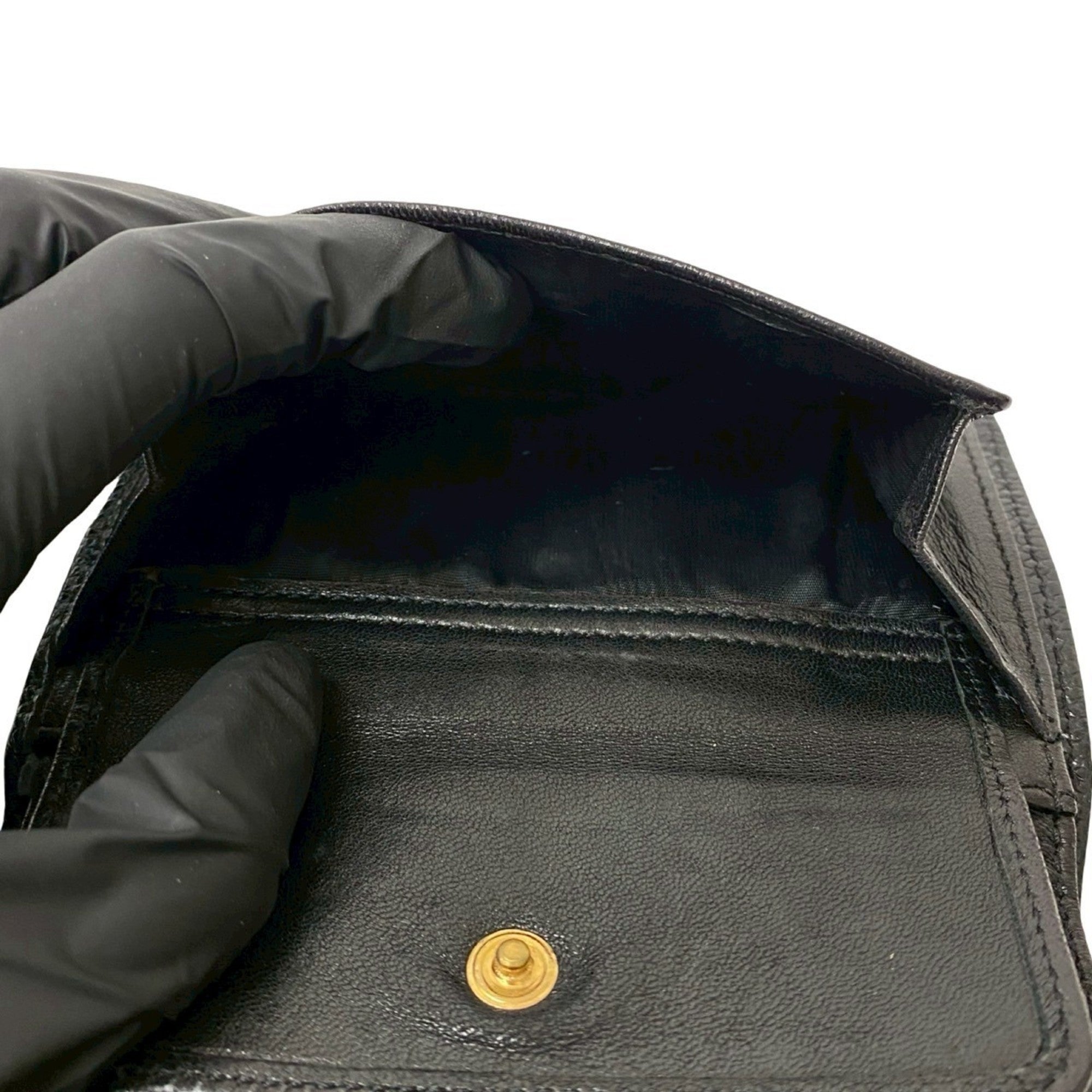 Chanel Black Grained Calfskin Wallet (Tri-Fold) (Pre-Owned)