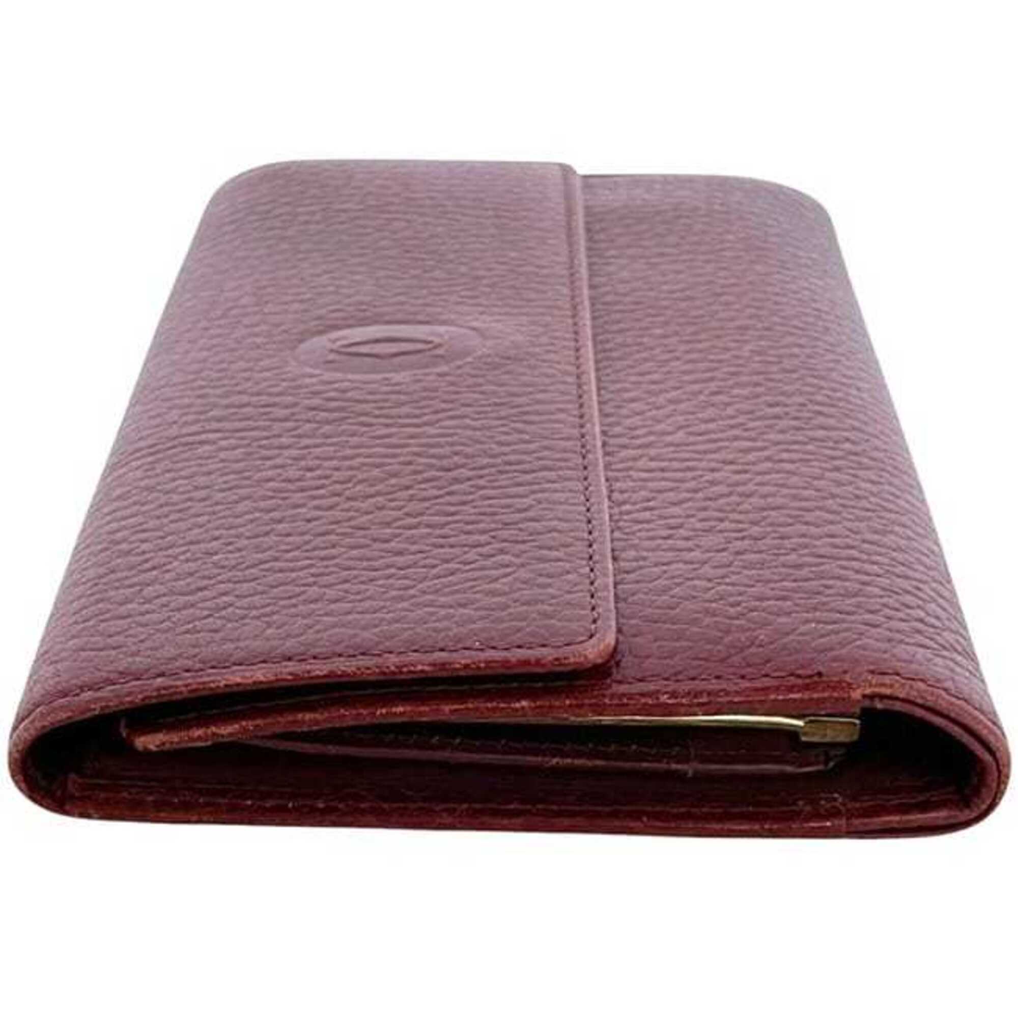 Cartier Bordeaux Leather Wallet (Tri-Fold) (Pre-Owned)