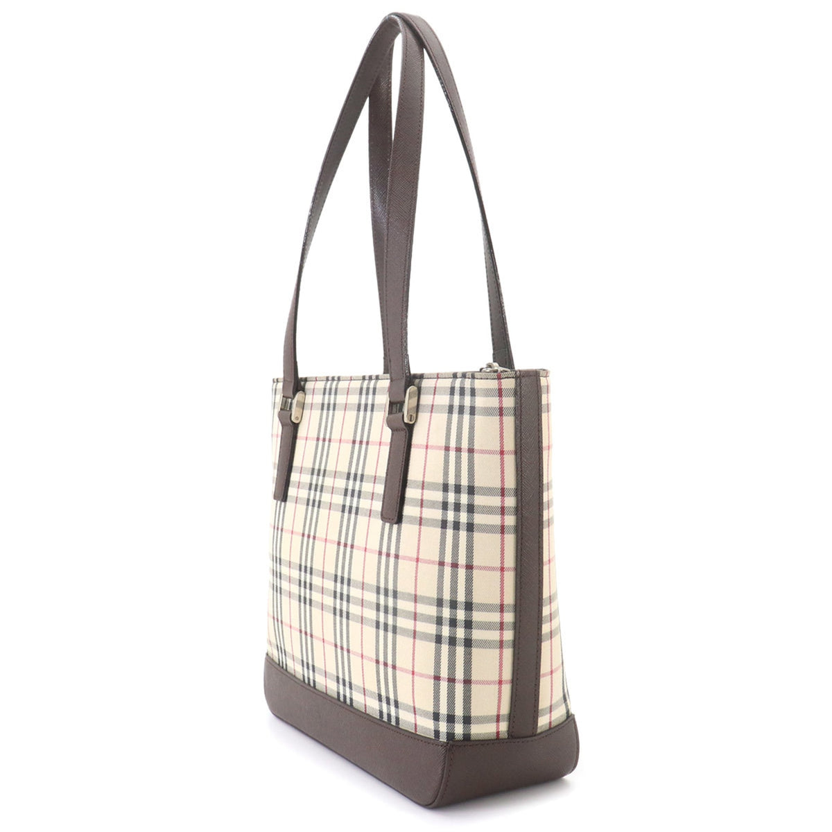 Burberry Beige Brown Canvas Leather Handbag (Pre-Owned)