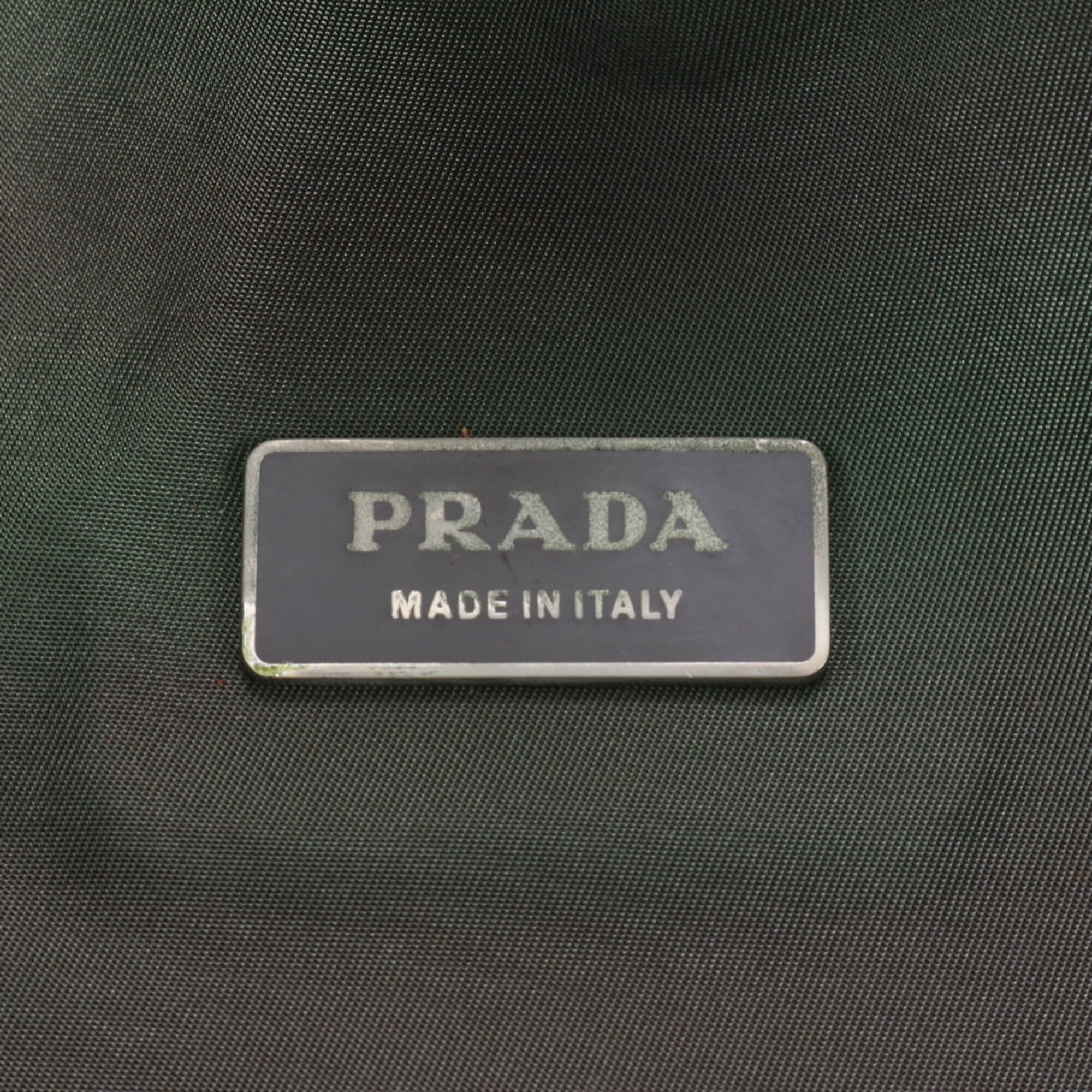 Prada Black Green Khaki Nylon Leather Backpack Handbag (Pre-Owned)