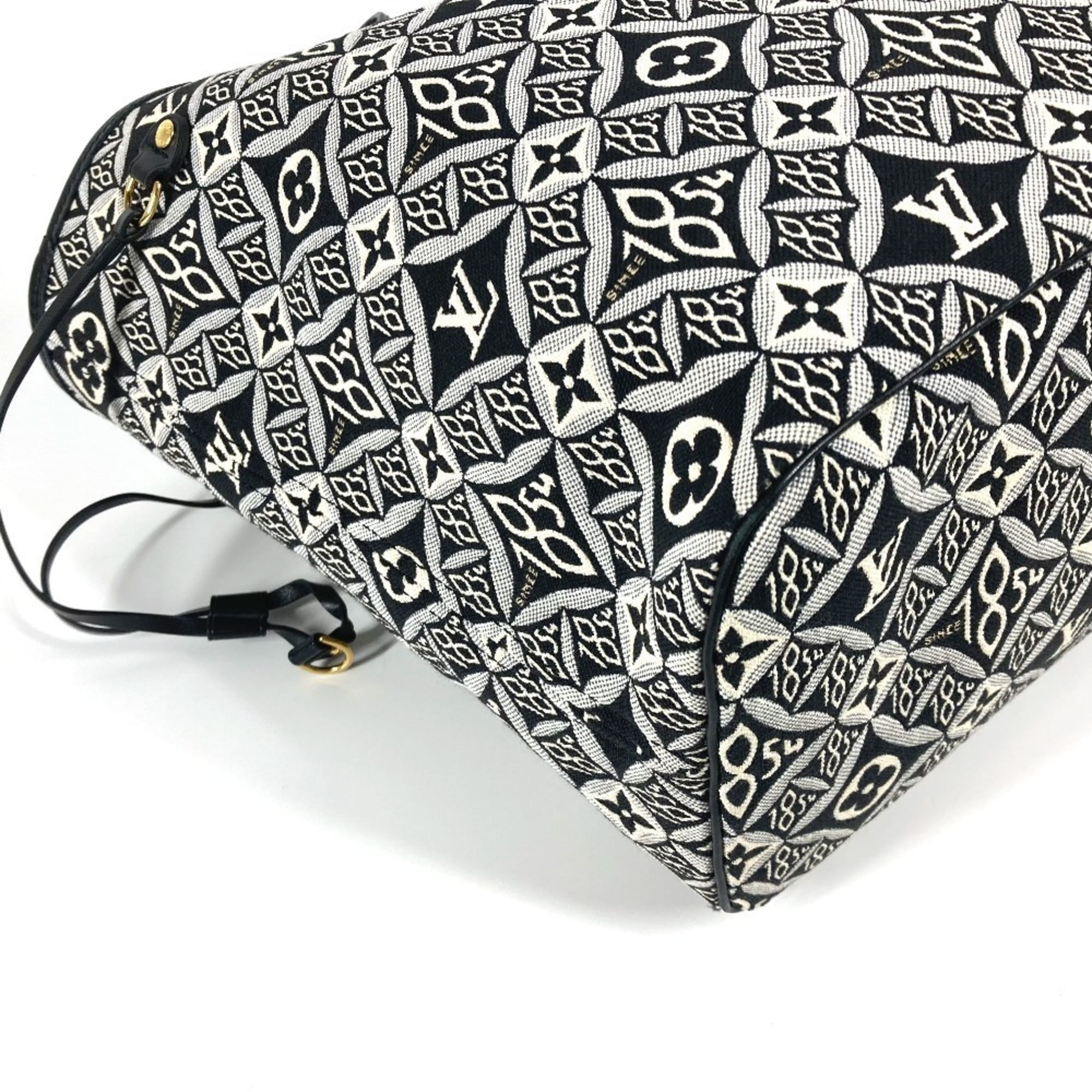 Louis Vuitton Black White Jacquard Leather Shoulder Bag Tote Bag (Pre-Owned)
