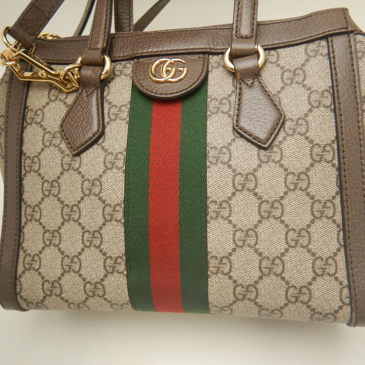 Gucci Beige Brown Gg Supreme Leather Handbag (Pre-Owned)