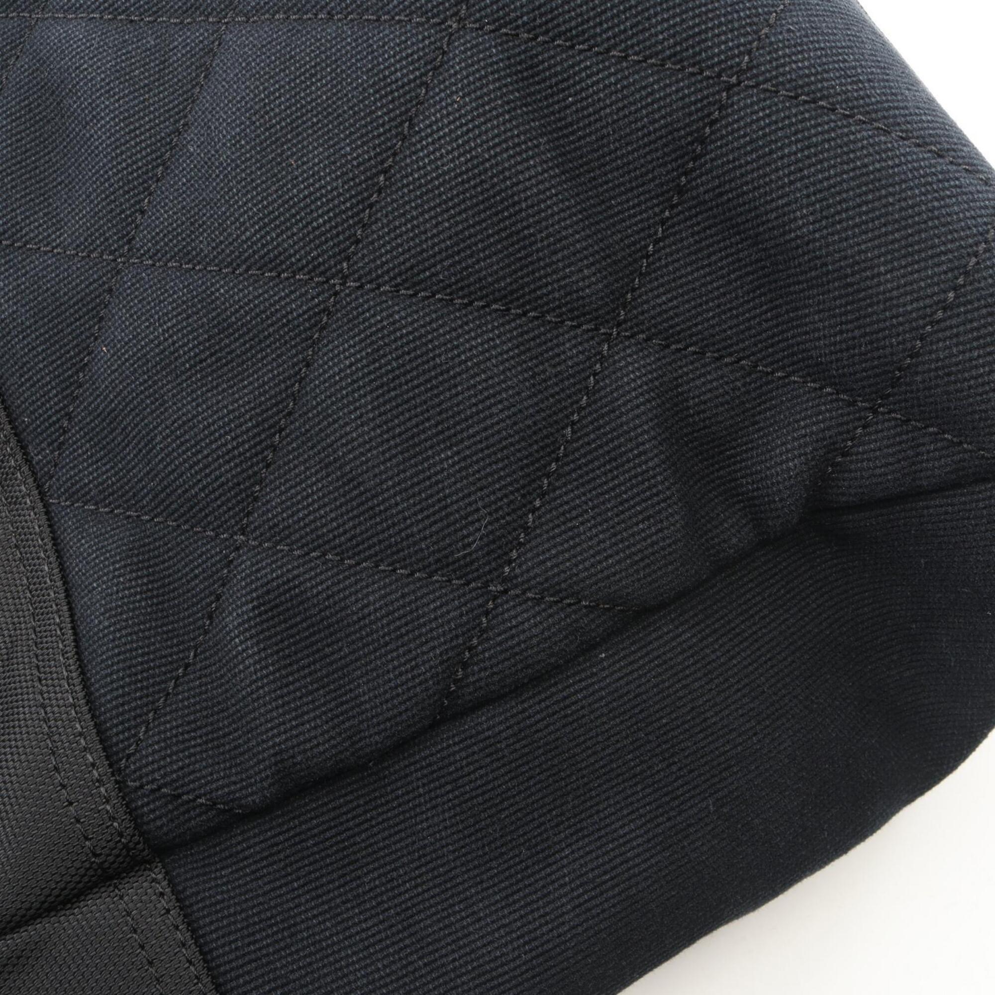 Chanel Black Canvas Leather Handbag Tote Bag (Pre-Owned)