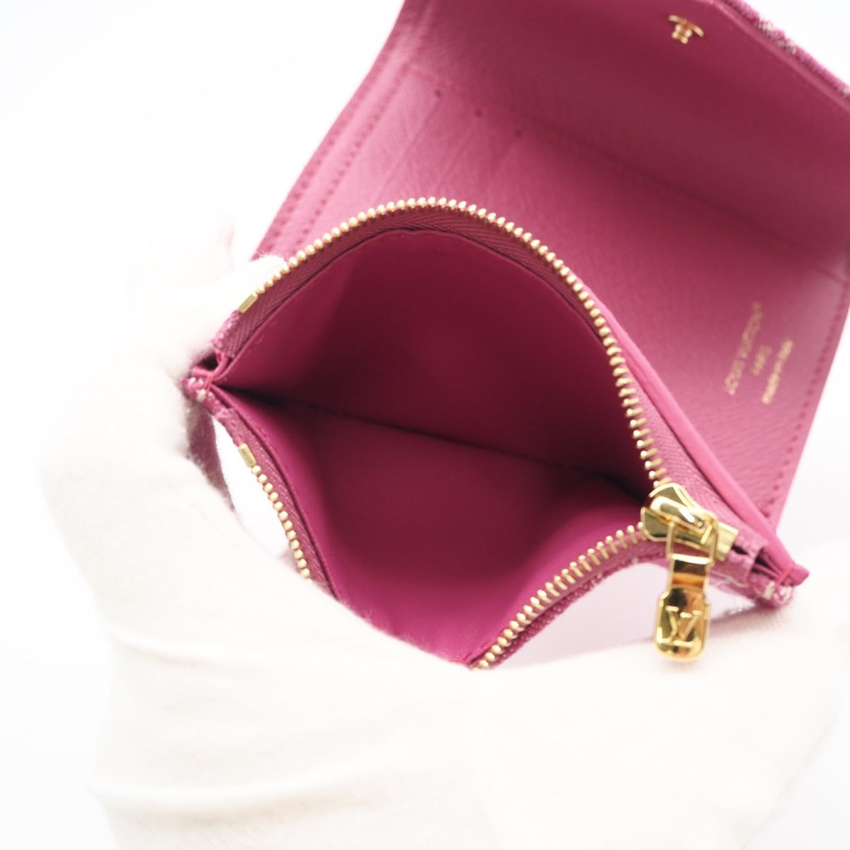 Louis Vuitton Monogram Denim Fuchsia Pink Canvas Leather Wallet (Tri-Fold) (Pre-Owned)