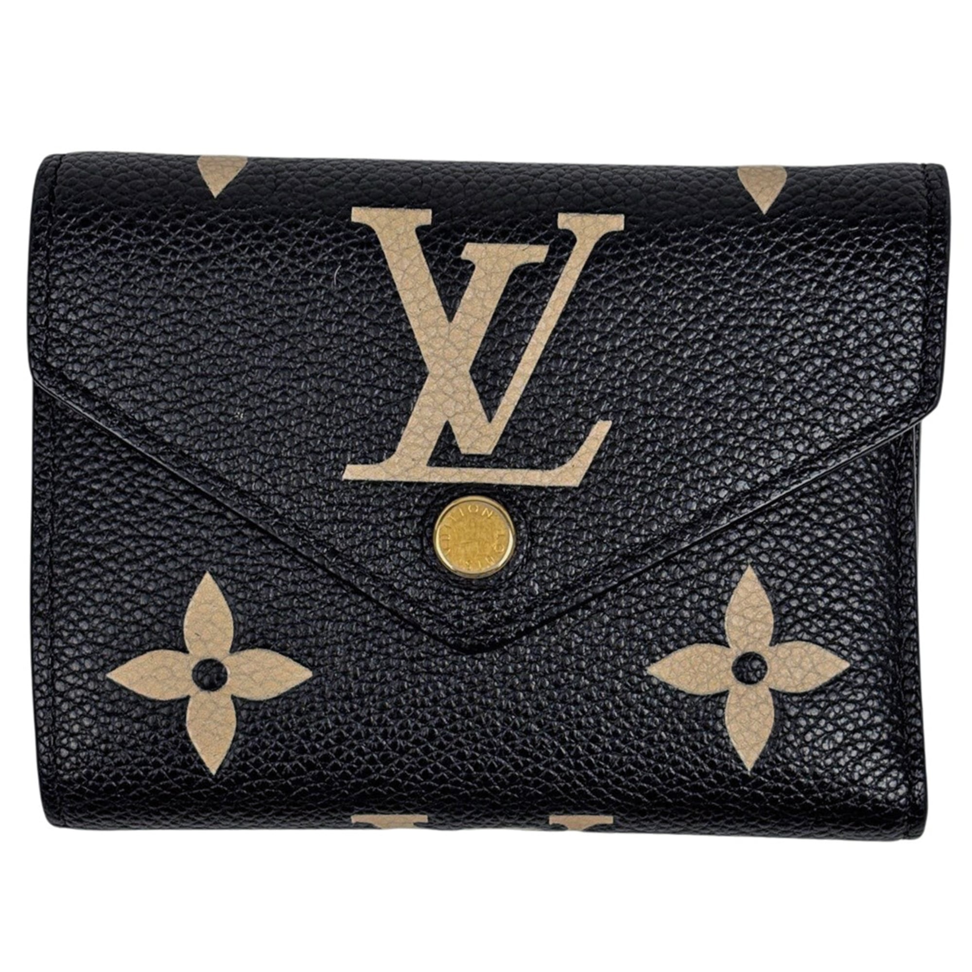 Louis Vuitton Beige Bicolor Black Noir Monogram Empreinte Wallet (Tri-Fold) (Pre-Owned)