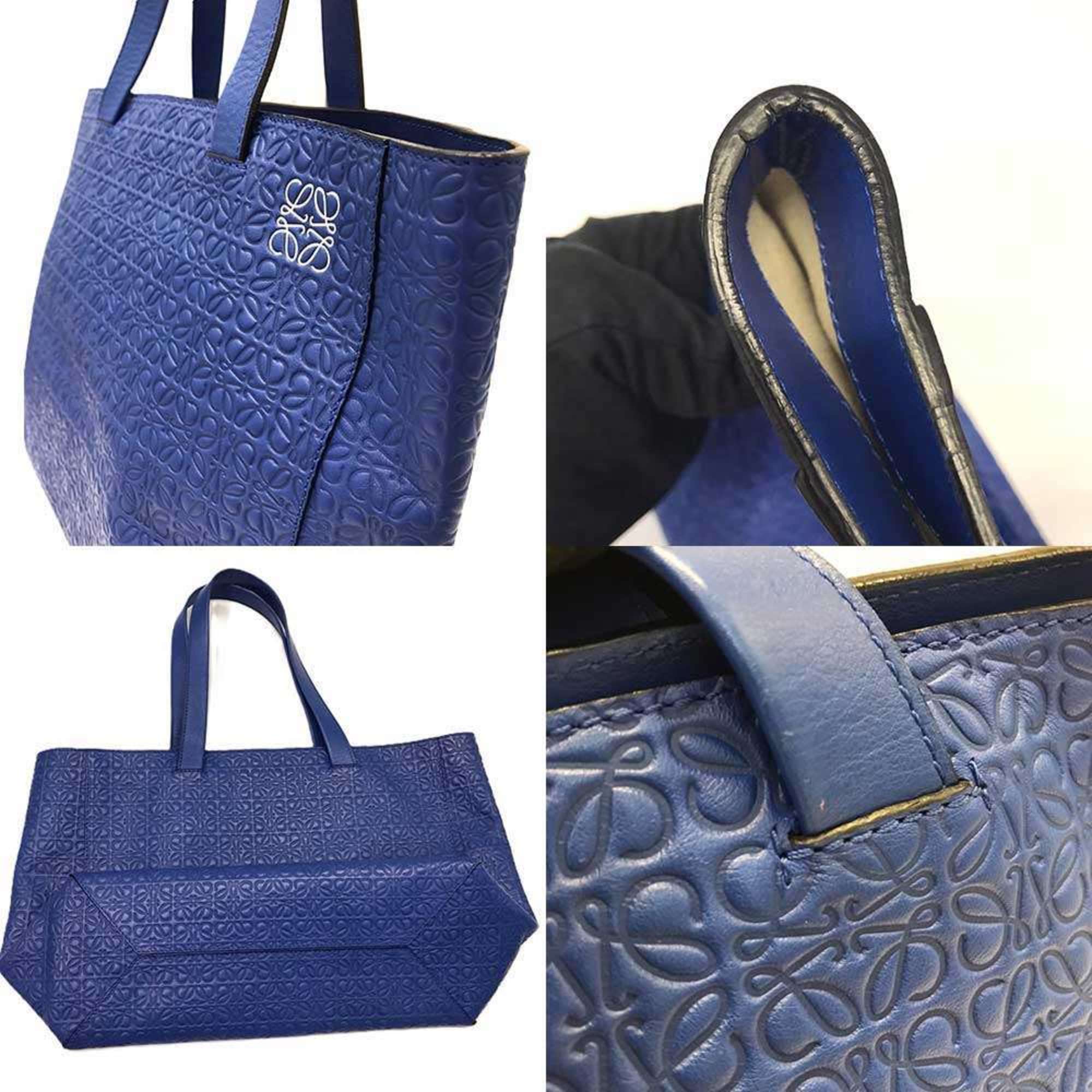 Loewe Blue Leather Tote Bag (Pre-Owned)