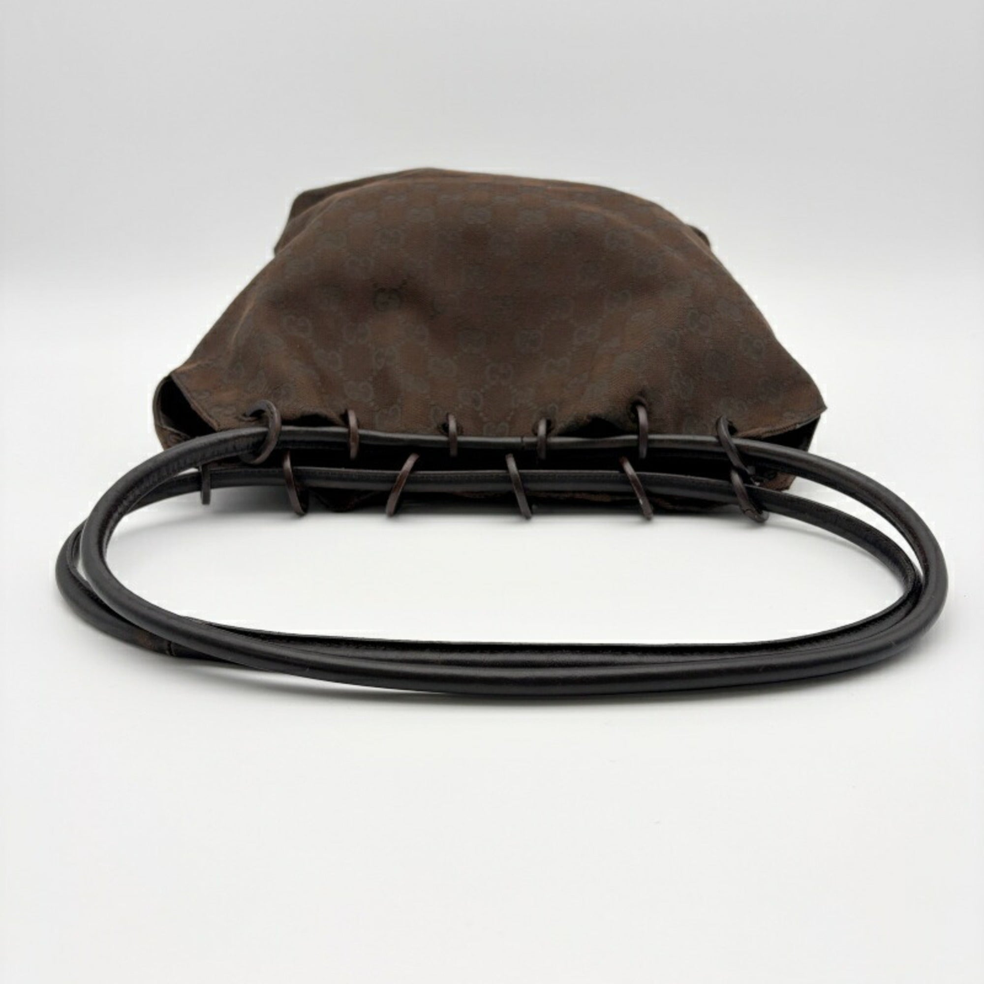 Gucci Gg Canvas Brown Gg Canvas Leather Shoulder Bag (Pre-Owned)