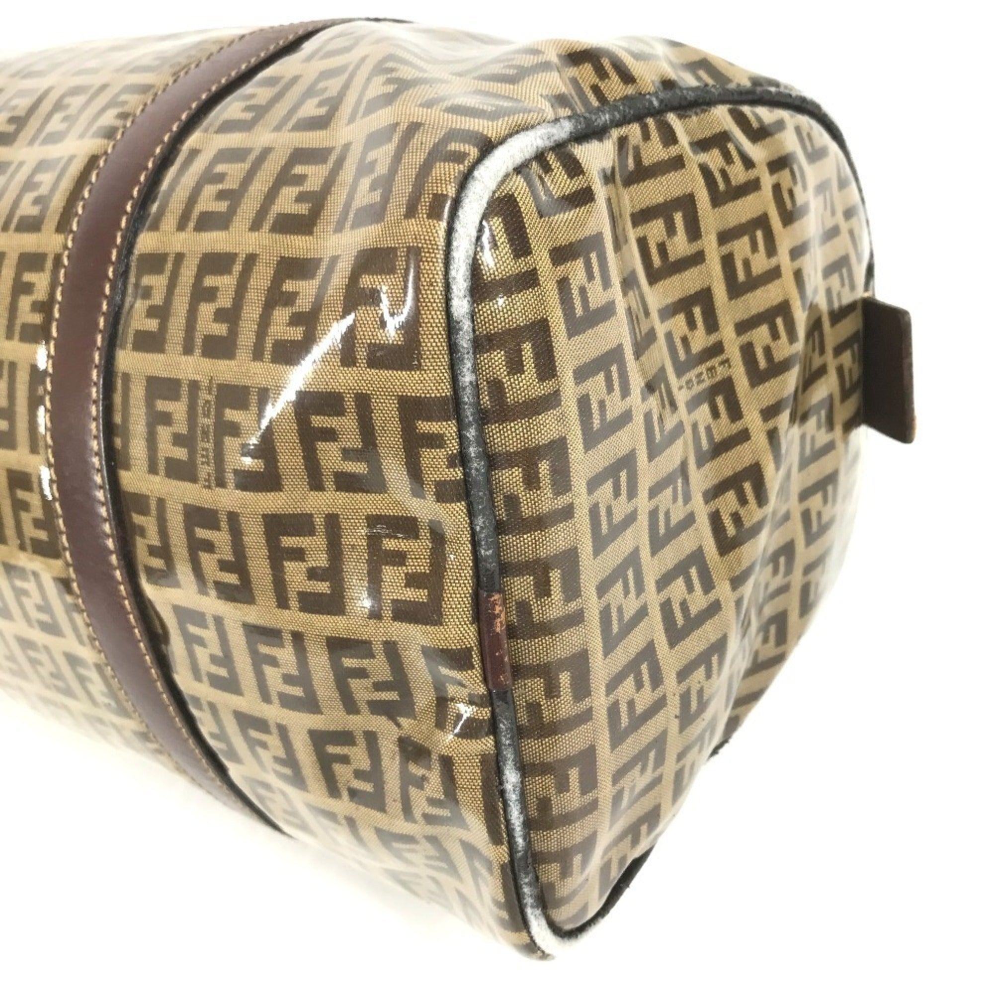 Fendi Brown Zucca Boston Bag Handbag (Pre-Owned)