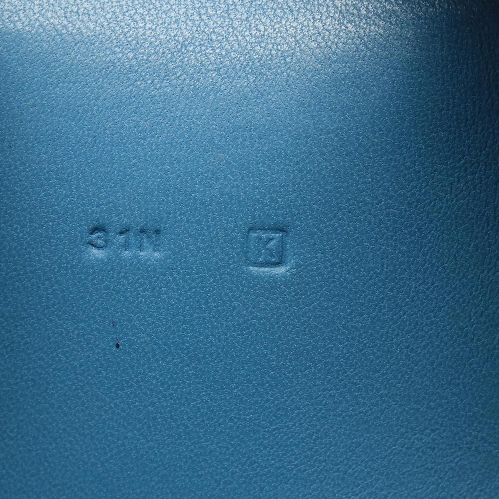 Hermes Blue Blue Jean Taurillon Clemence Leather Leather Long Wallet (Bi-Fold) (Pre-Owned)