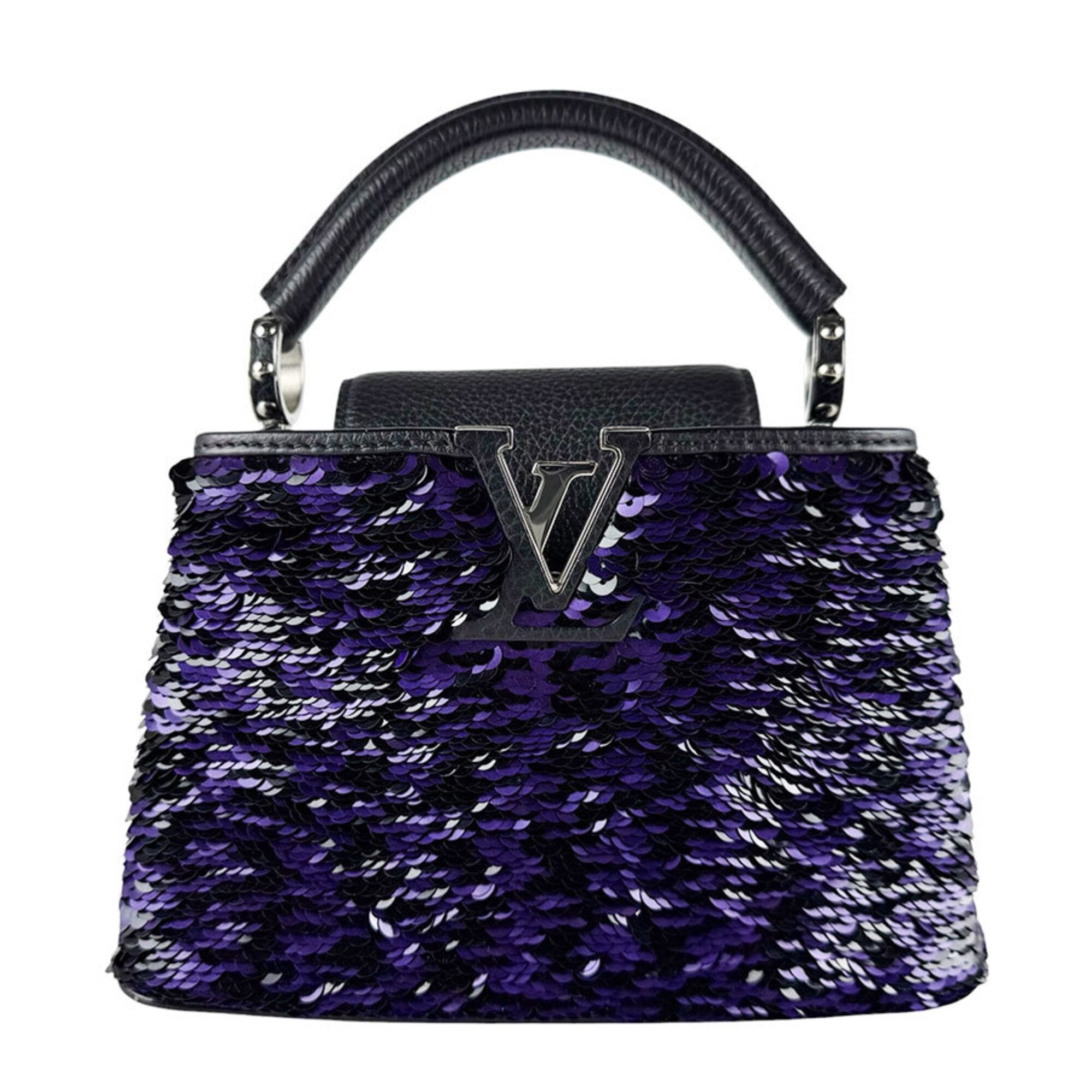 Louis Vuitton Black Purple Spangles Leather Handbag Shoulder Bag (Pre-Owned)