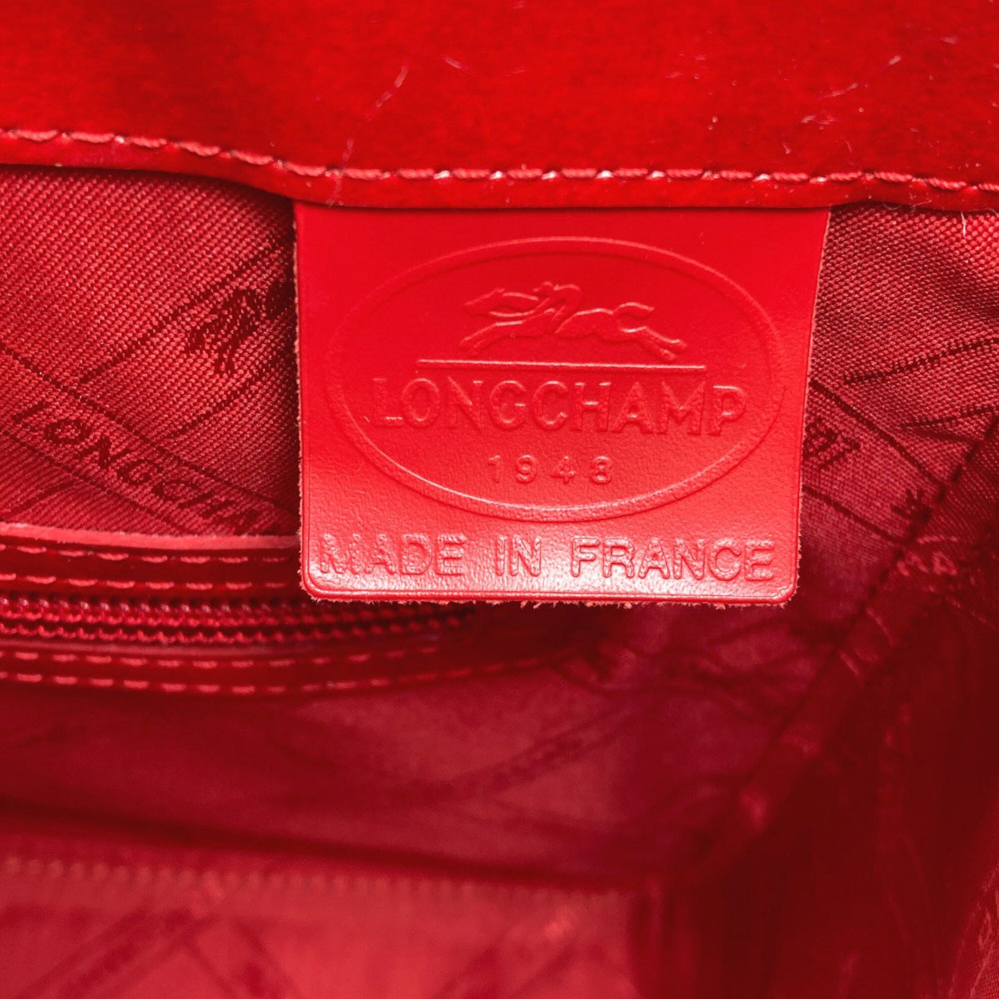 Longchamp Red Color Leather Handbag (Pre-Owned)