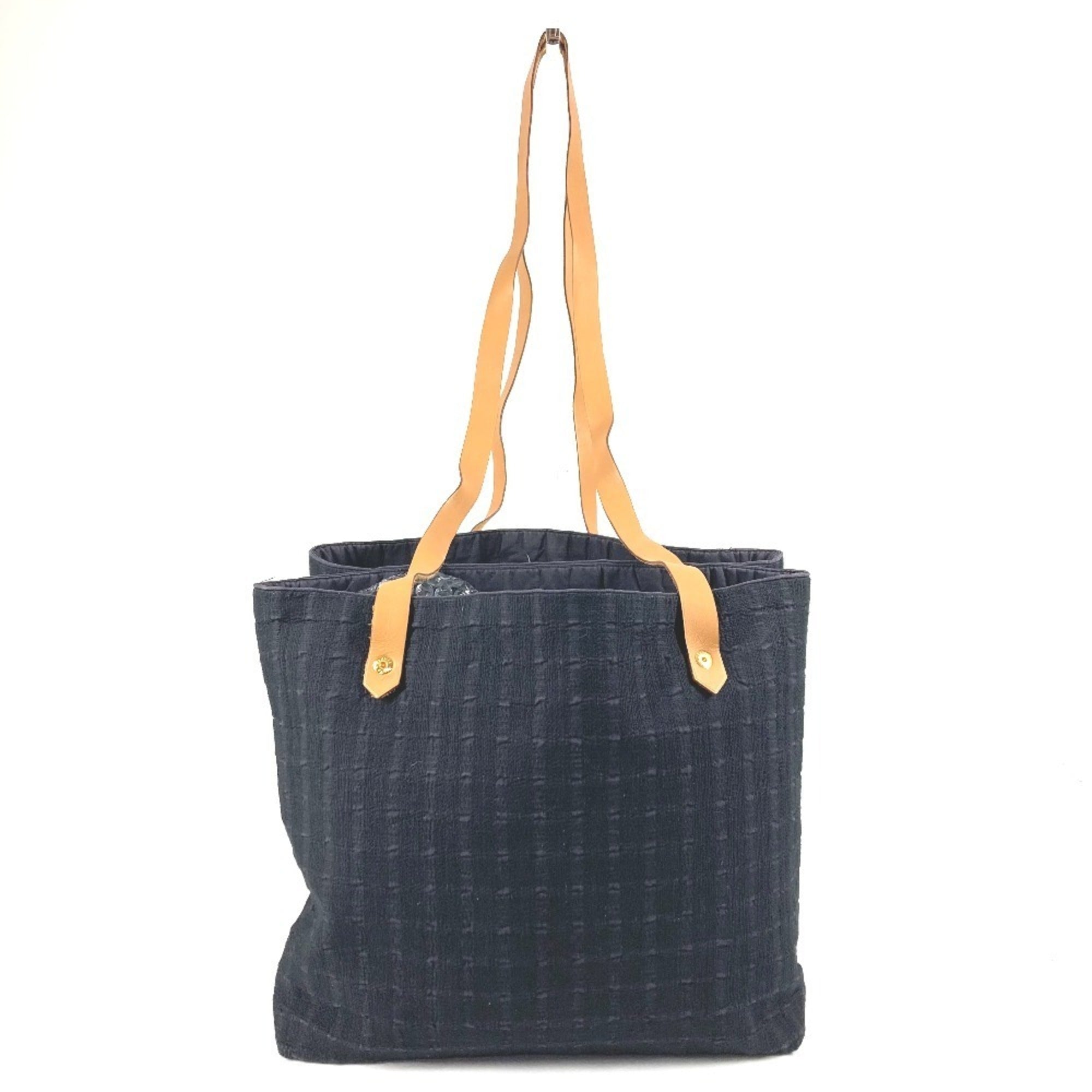 Hermes Navy Cotton Shoulder Bag Tote Bag (Pre-Owned)