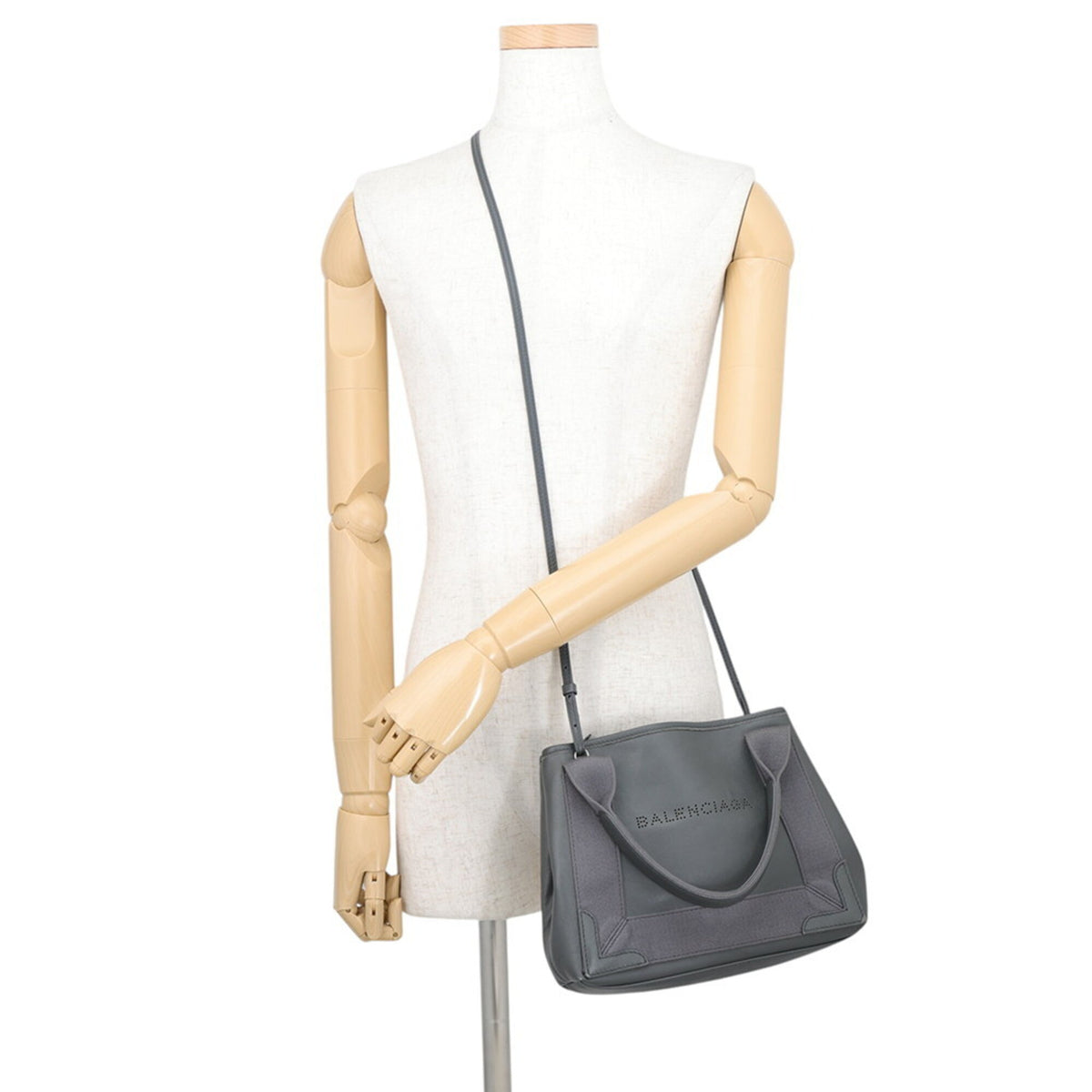 Balenciaga Gray Leather Canvas Handbag (Pre-Owned)