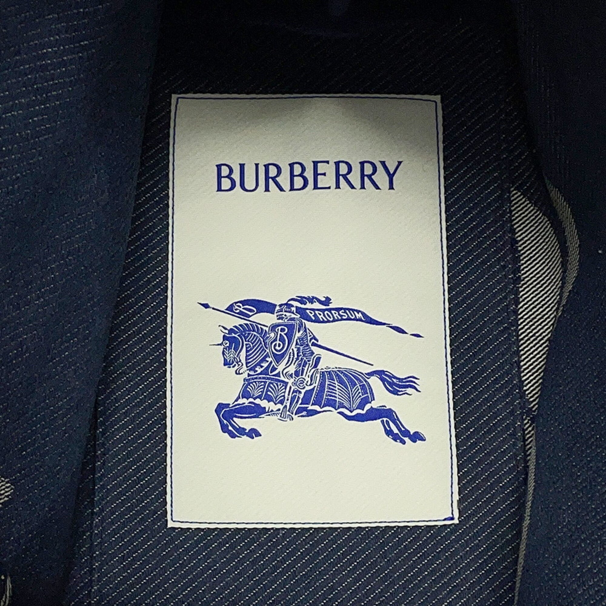 Burberry Gray Navy Canvas Handbag Tote Bag (Pre-Owned)