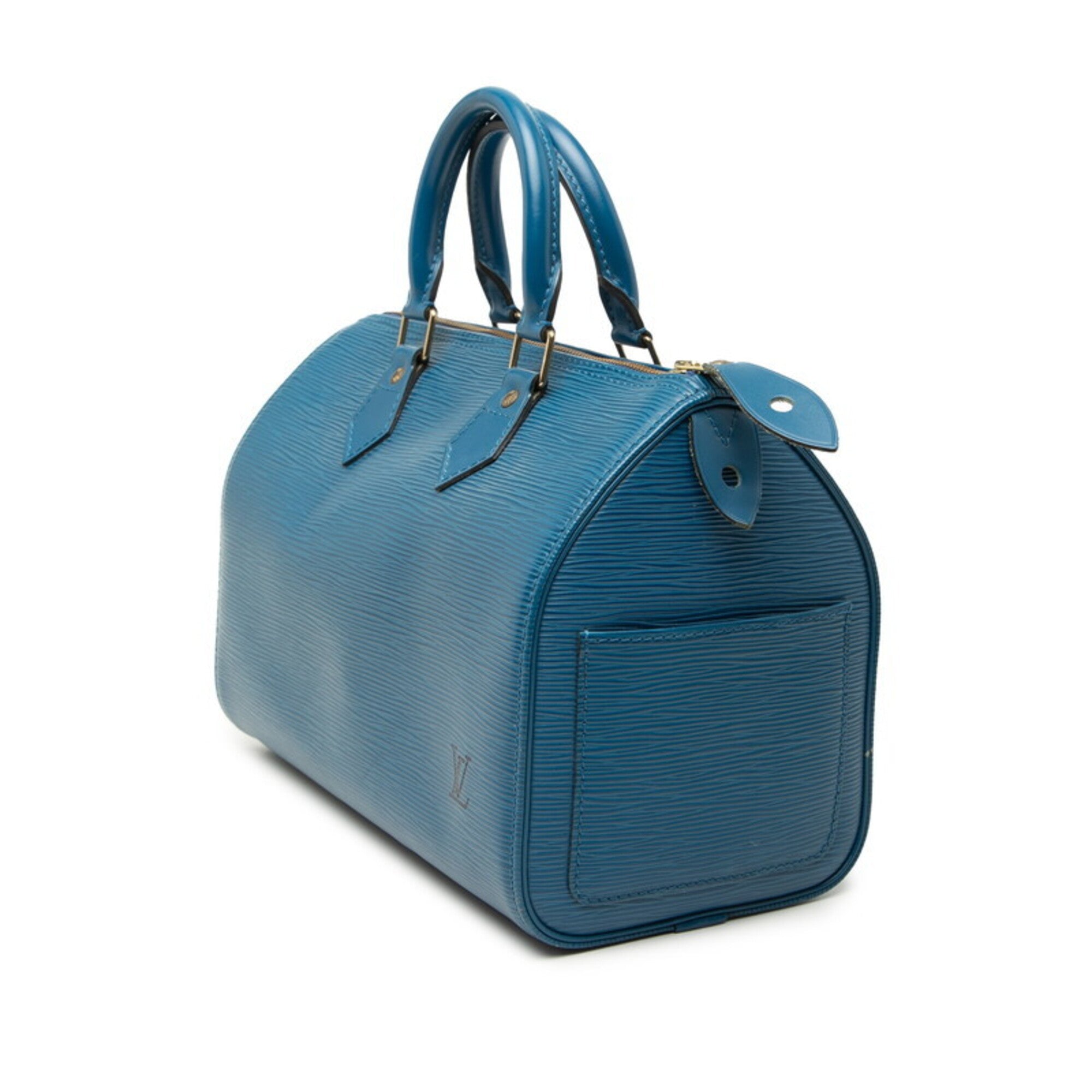 Louis Vuitton Toledo Blue Leather Boston Bag Handbag (Pre-Owned)