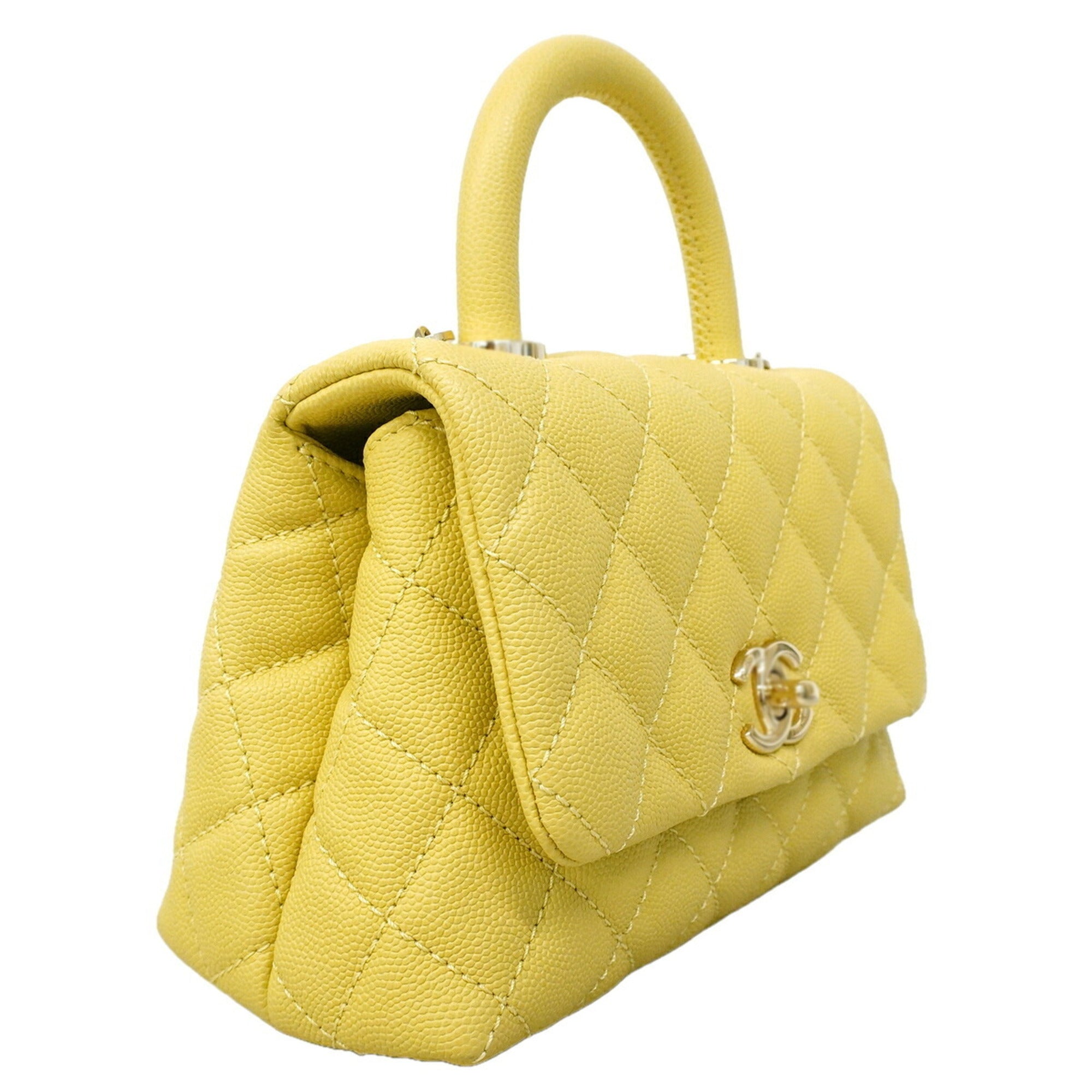 Chanel Yellow Grained Calfskin Handbag (Pre-Owned)