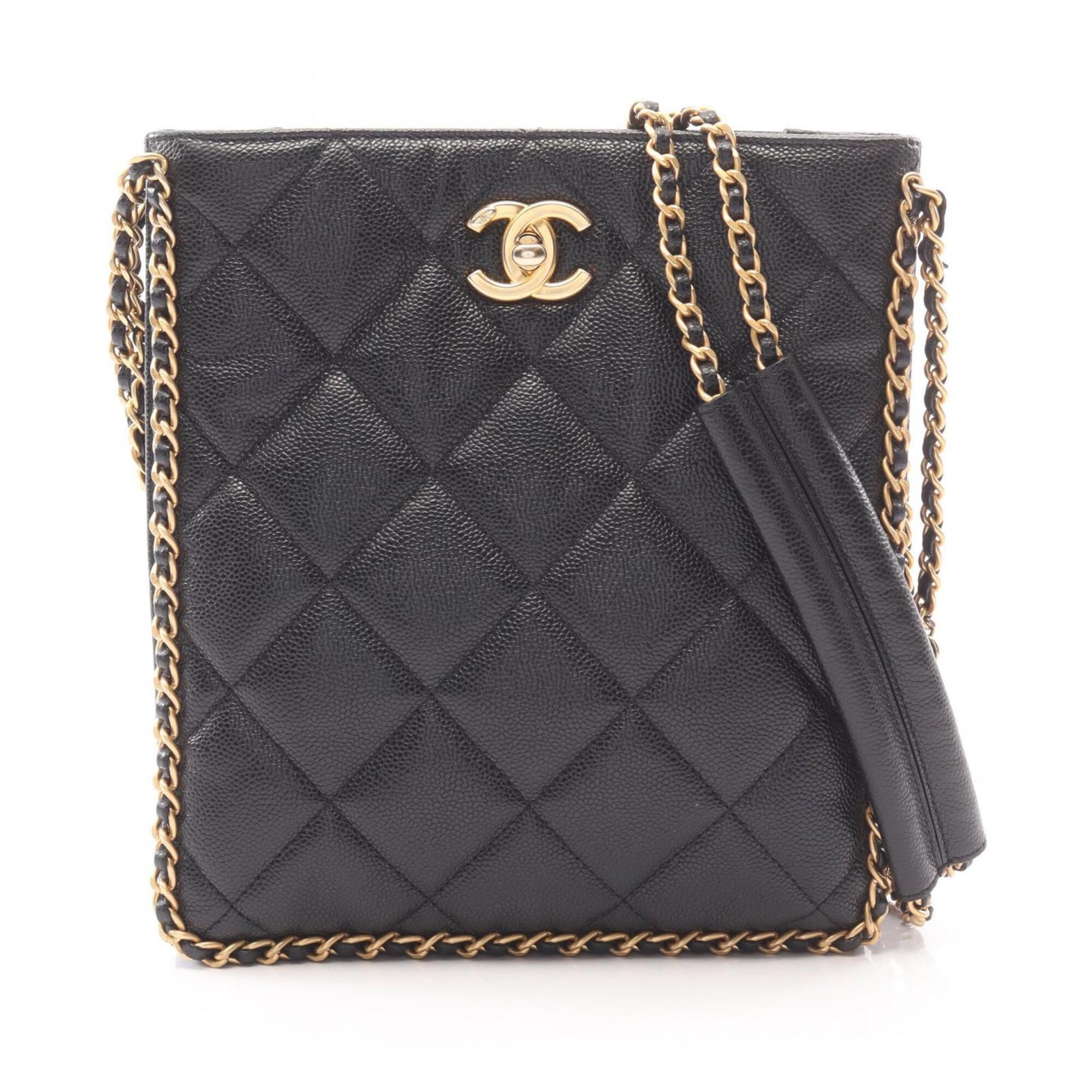 Chanel Black Grained Calfskin Handbag Shoulder Bag (Pre-Owned)