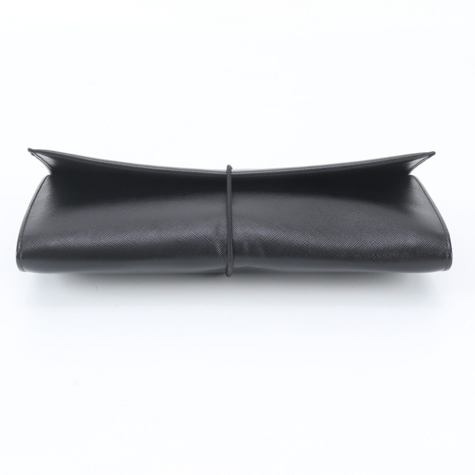 Prada Black Leather Clutch Bag Handbag Pouch (Pre-Owned)