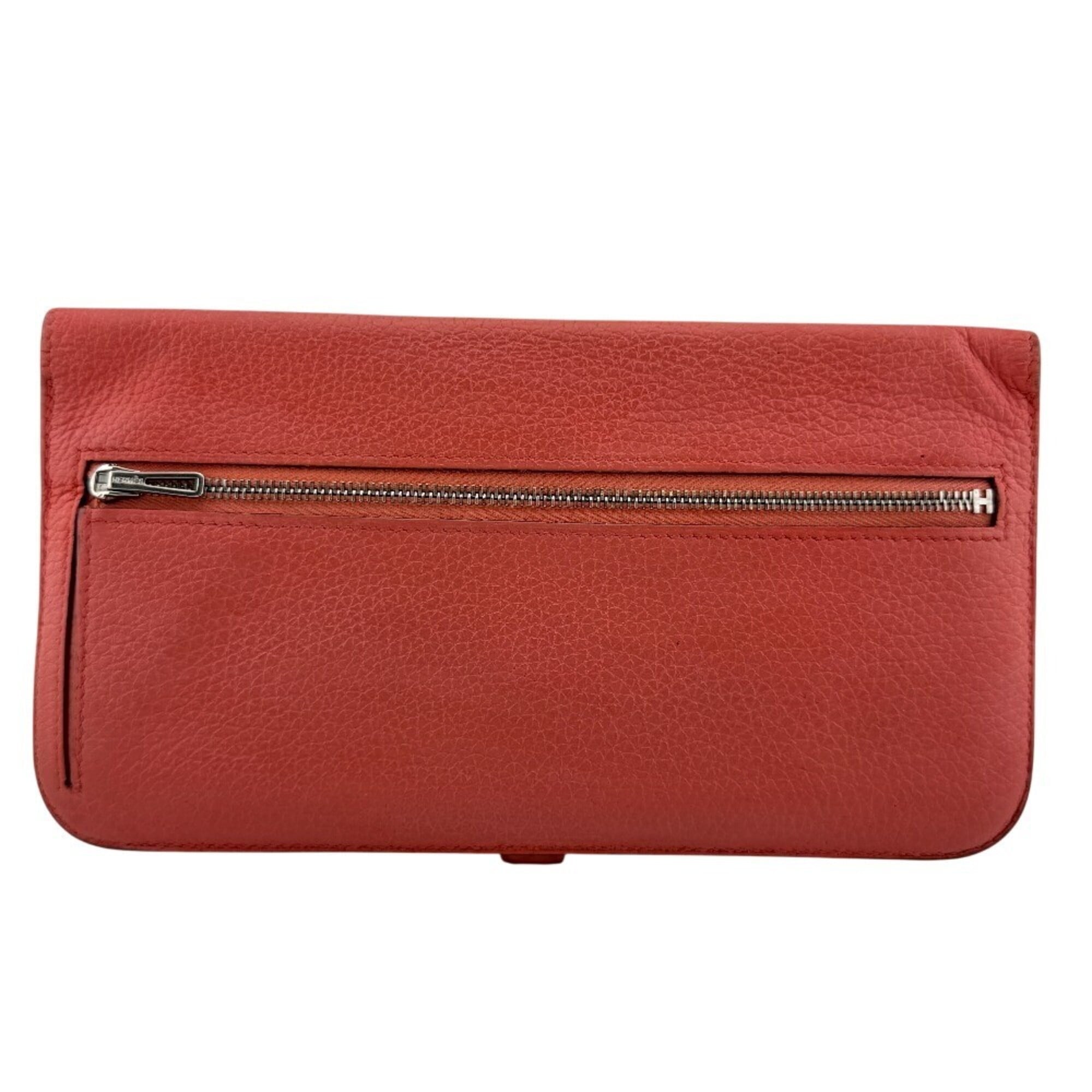 Hermes Dogon Pink Leather Long Wallet (Bi-Fold) (Pre-Owned)