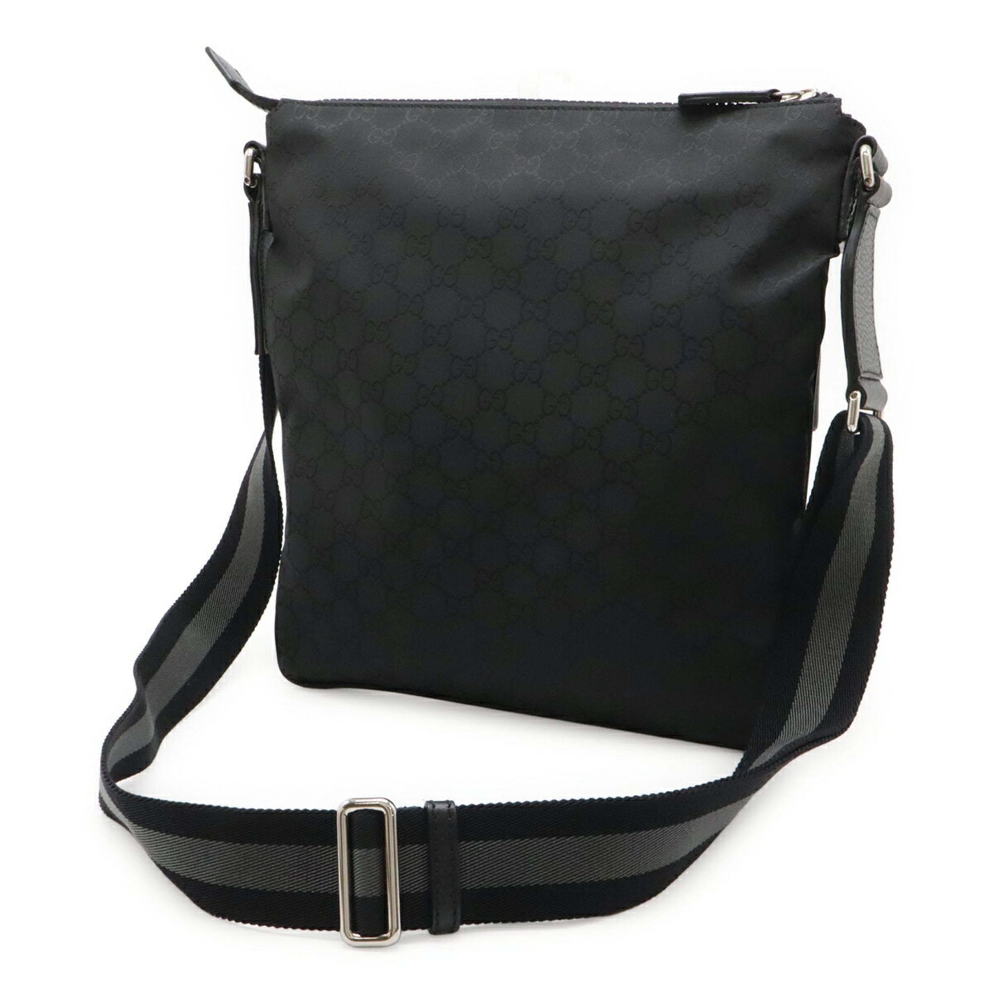 Gucci Black Gray Nylon Leather Shoulder Bag (Pre-Owned)