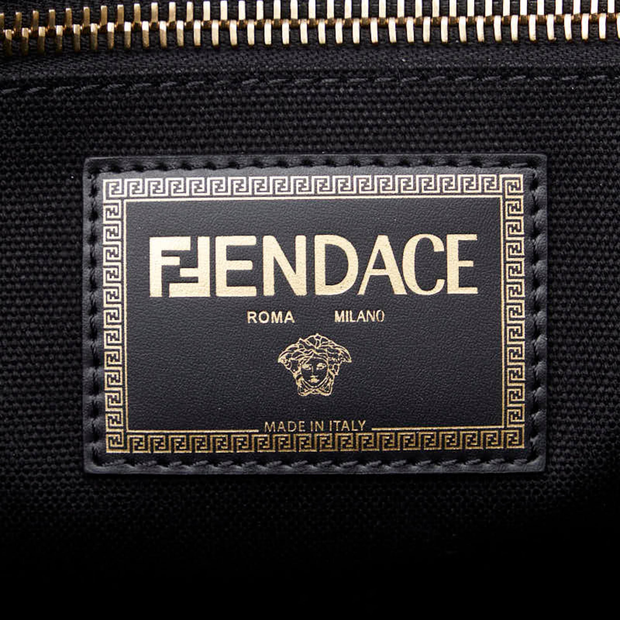 Fendi Black Yellow Canvas Shoulder Bag Tote Bag (Pre-Owned)