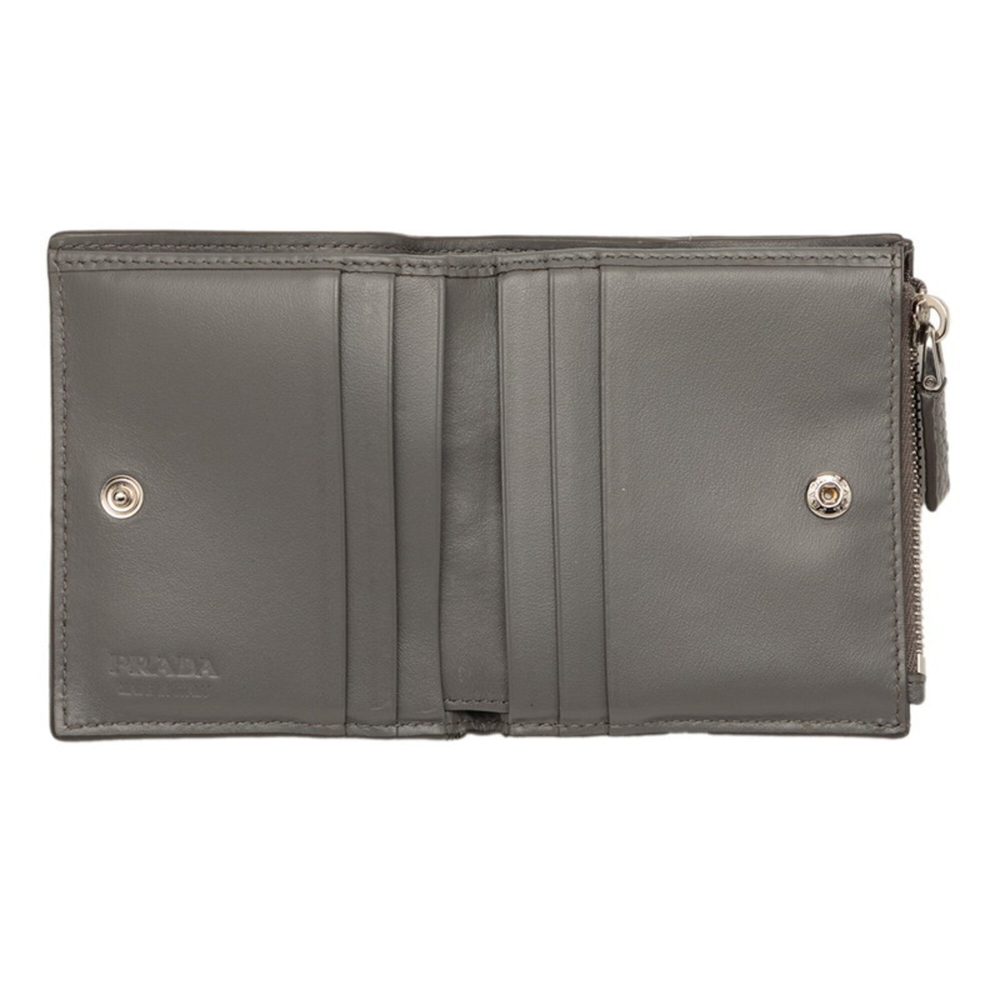 Prada Gray Leather Wallet (Bi-Fold) (Pre-Owned)