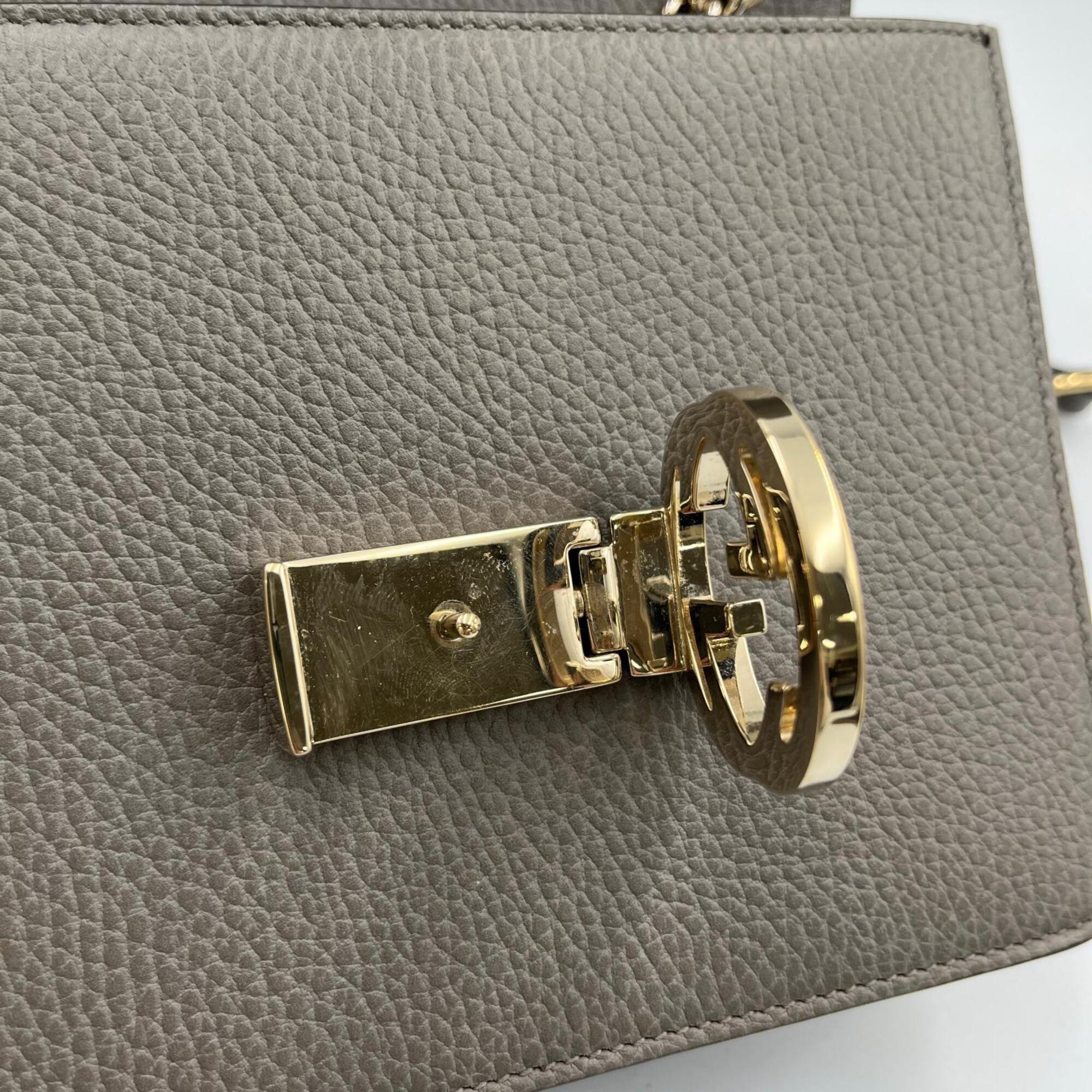 Gucci Gray Leather Shoulder Bag (Pre-Owned)