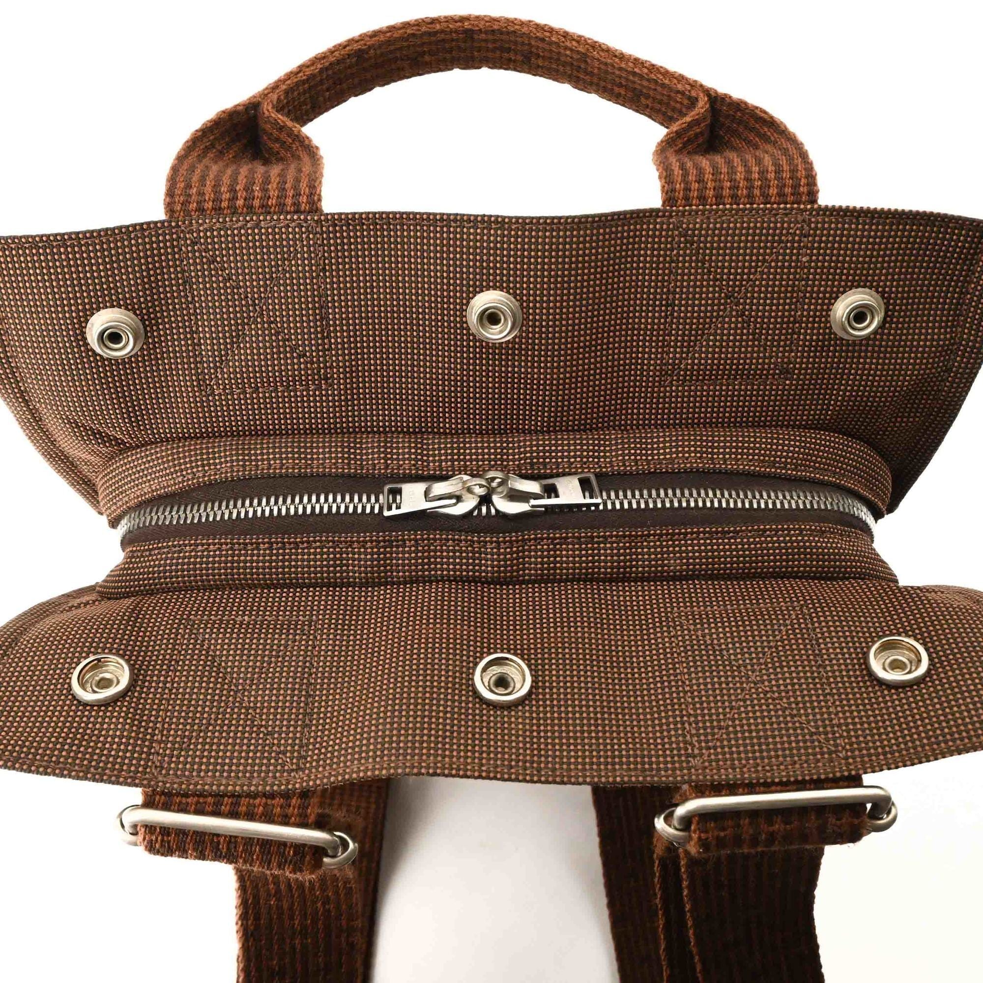 Hermes Her Line Brown Nylon Canvas Backpack (Pre-Owned)