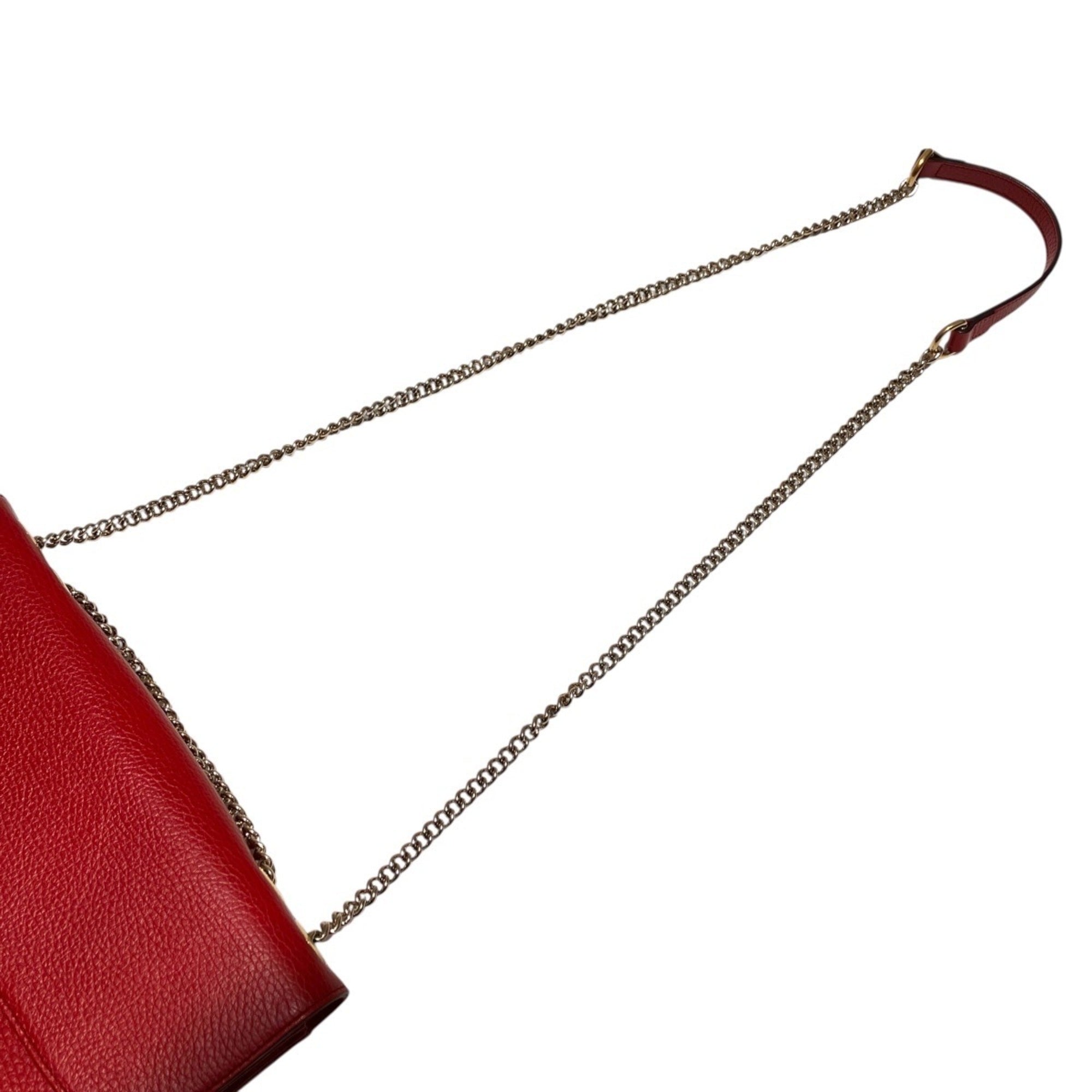 Gucci Red Color Leather Shoulder Bag (Pre-Owned)
