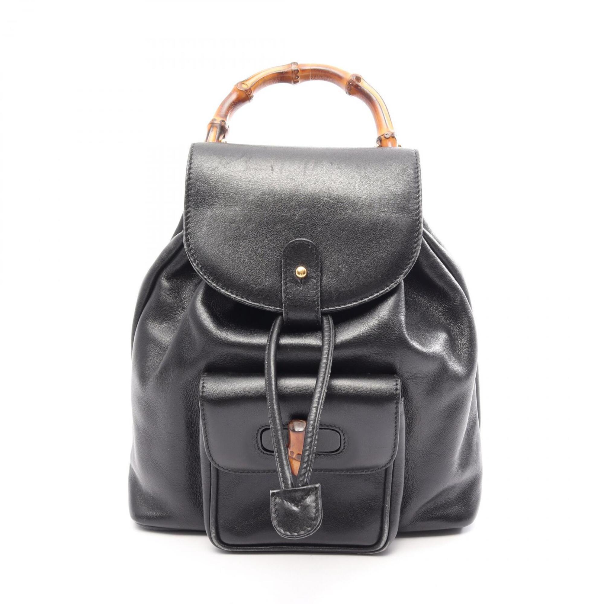 Gucci Black Leather Backpack Handbag (Pre-Owned)
