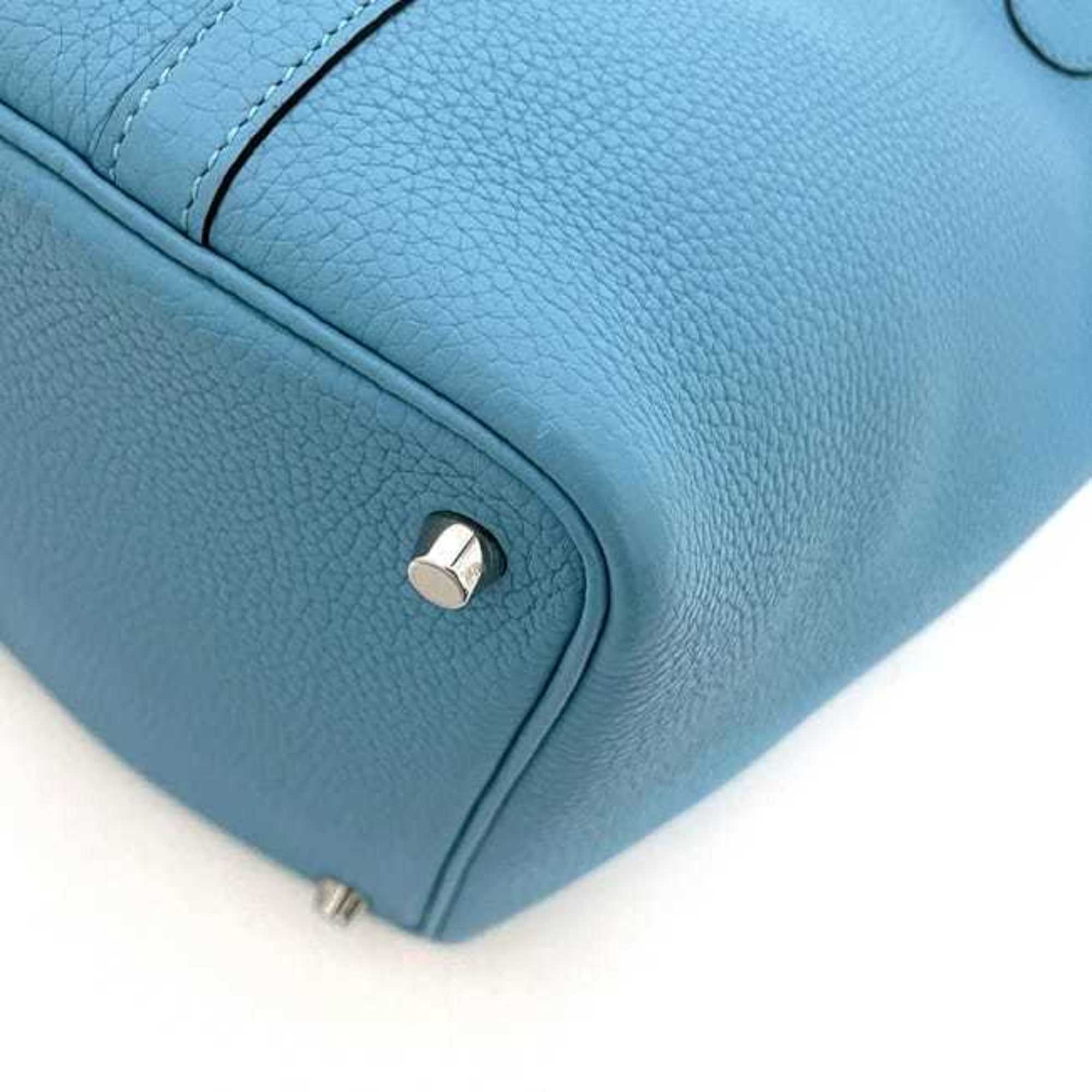 Hermes Blue Jean Light Blue Leather Taurillon Clemence Leather Handbag (Pre-Owned)