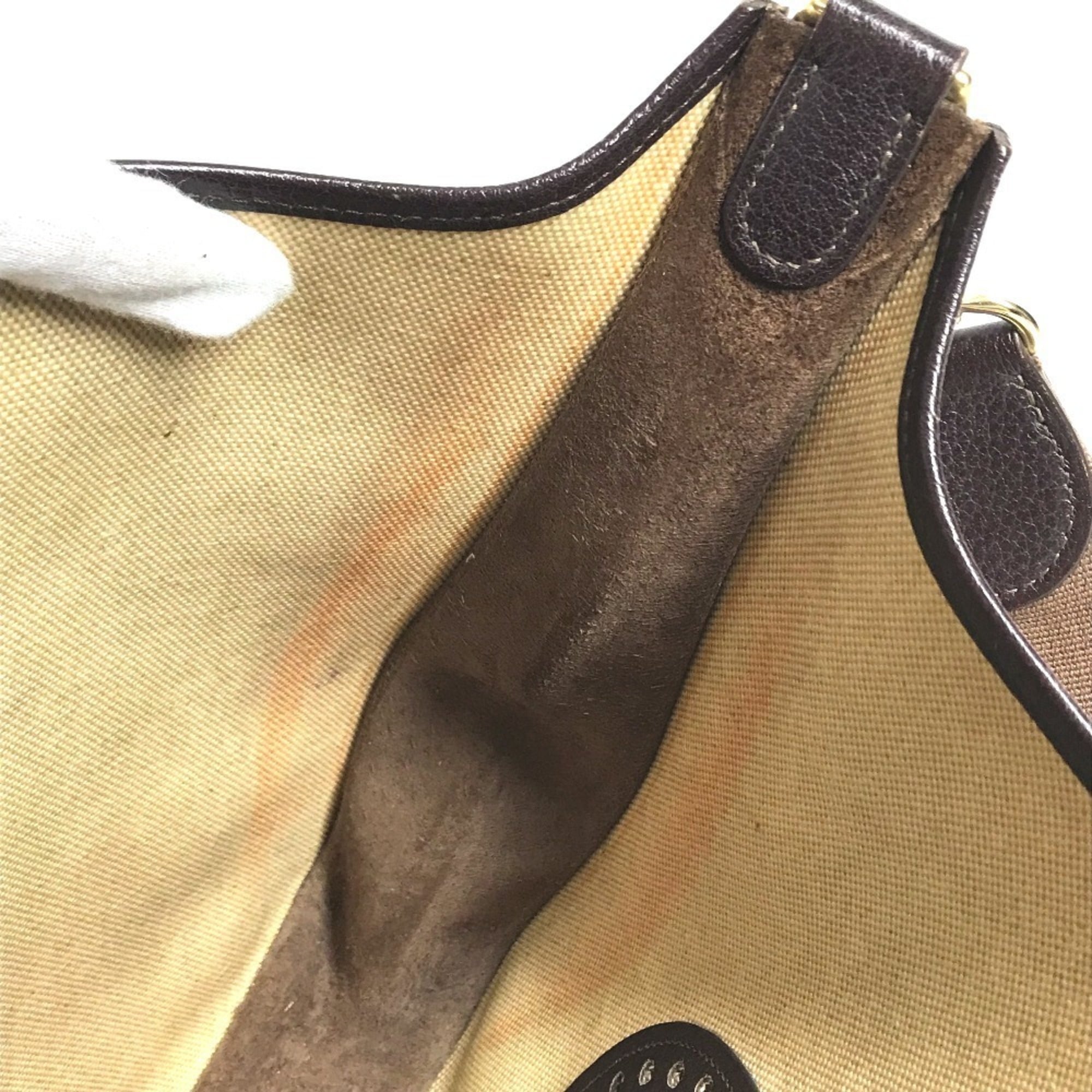 Hermes Beige Brown Yellow Leather Coated Canvas Shoulder Bag (Pre-Owned)