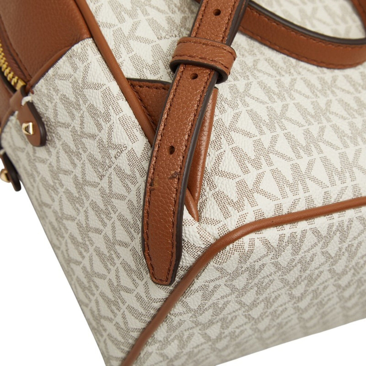 Michael Kors Brown White Pvc Leather Backpack (Pre-Owned)