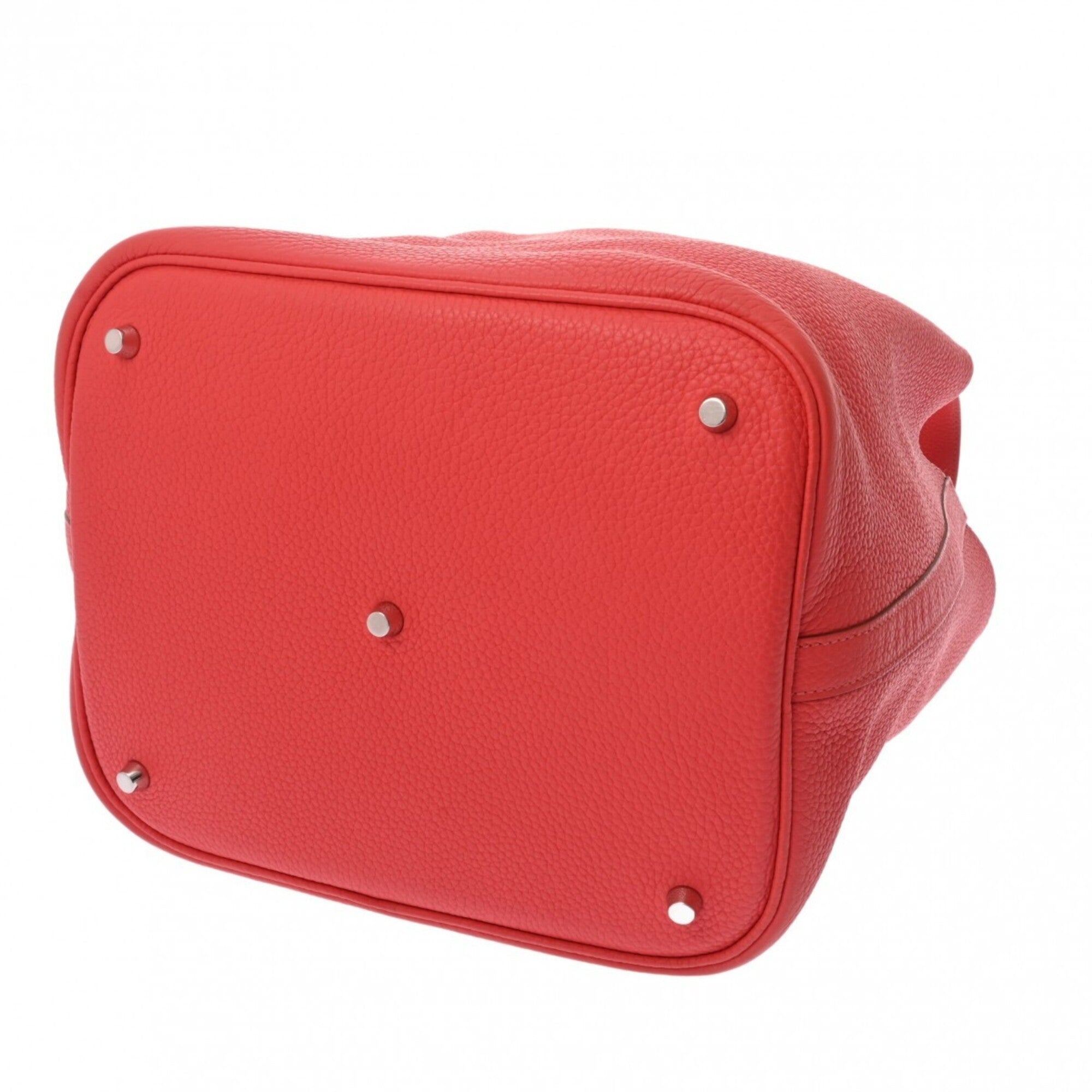 Hermes Red Color Taurillon Clemence Leather Handbag (Pre-Owned)