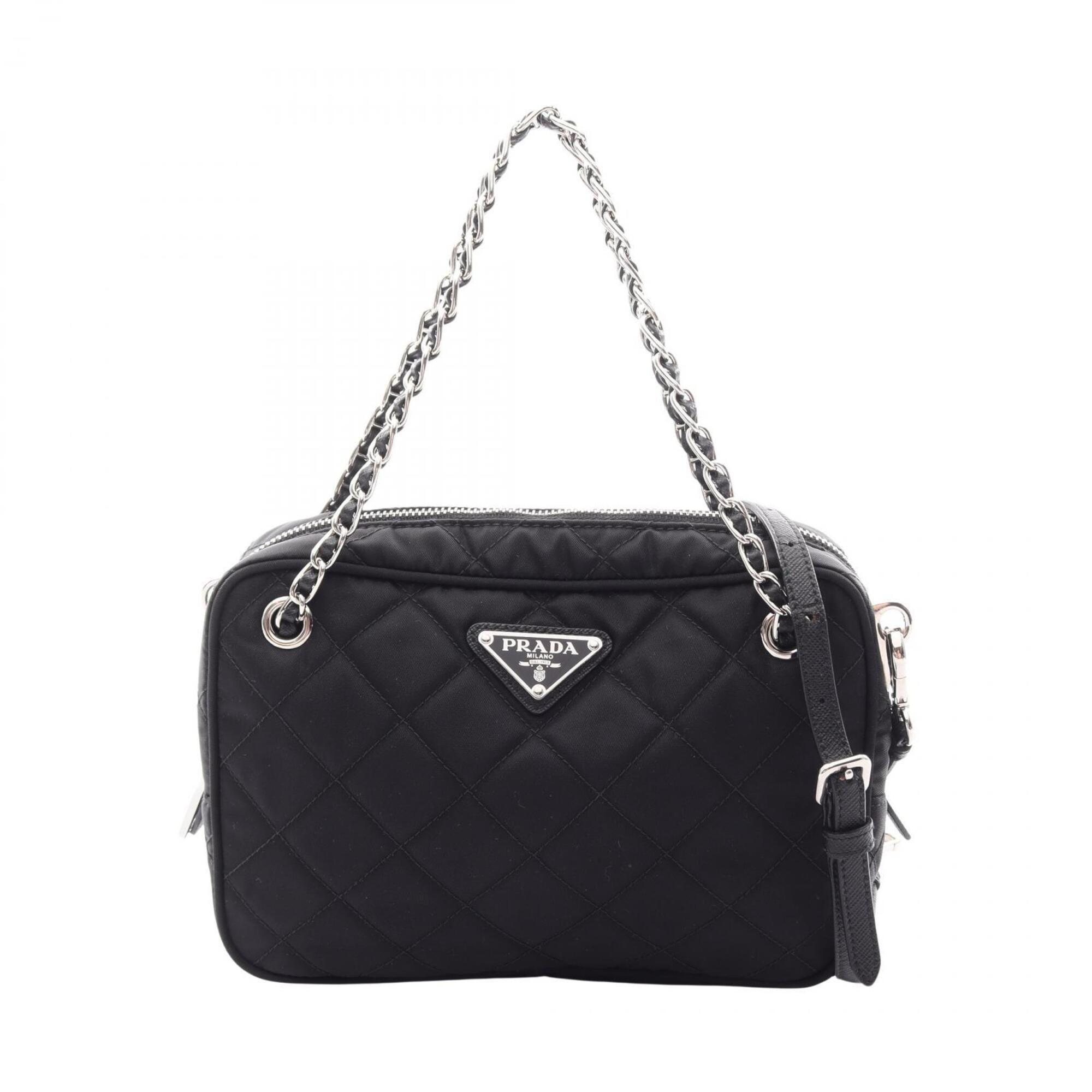Prada Black Nylon Saffiano Triangle Handbag (Pre-Owned)