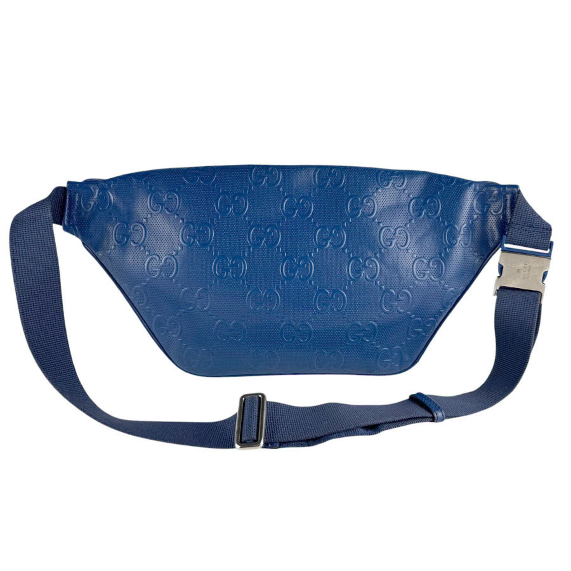 Gucci Blue Leather Fanny Pack Sling Bag (Pre-Owned)