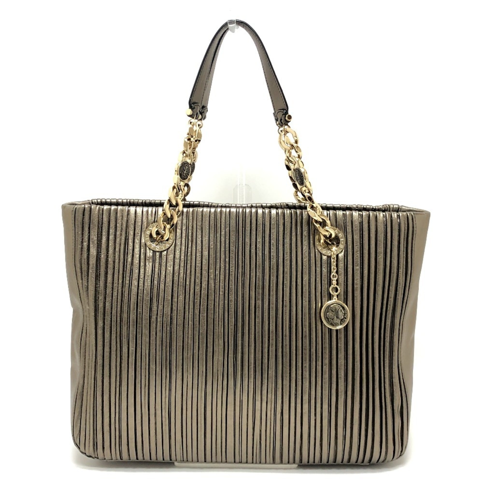 Bvlgari Gold Leather Shoulder Bag Tote Bag (Pre-Owned)