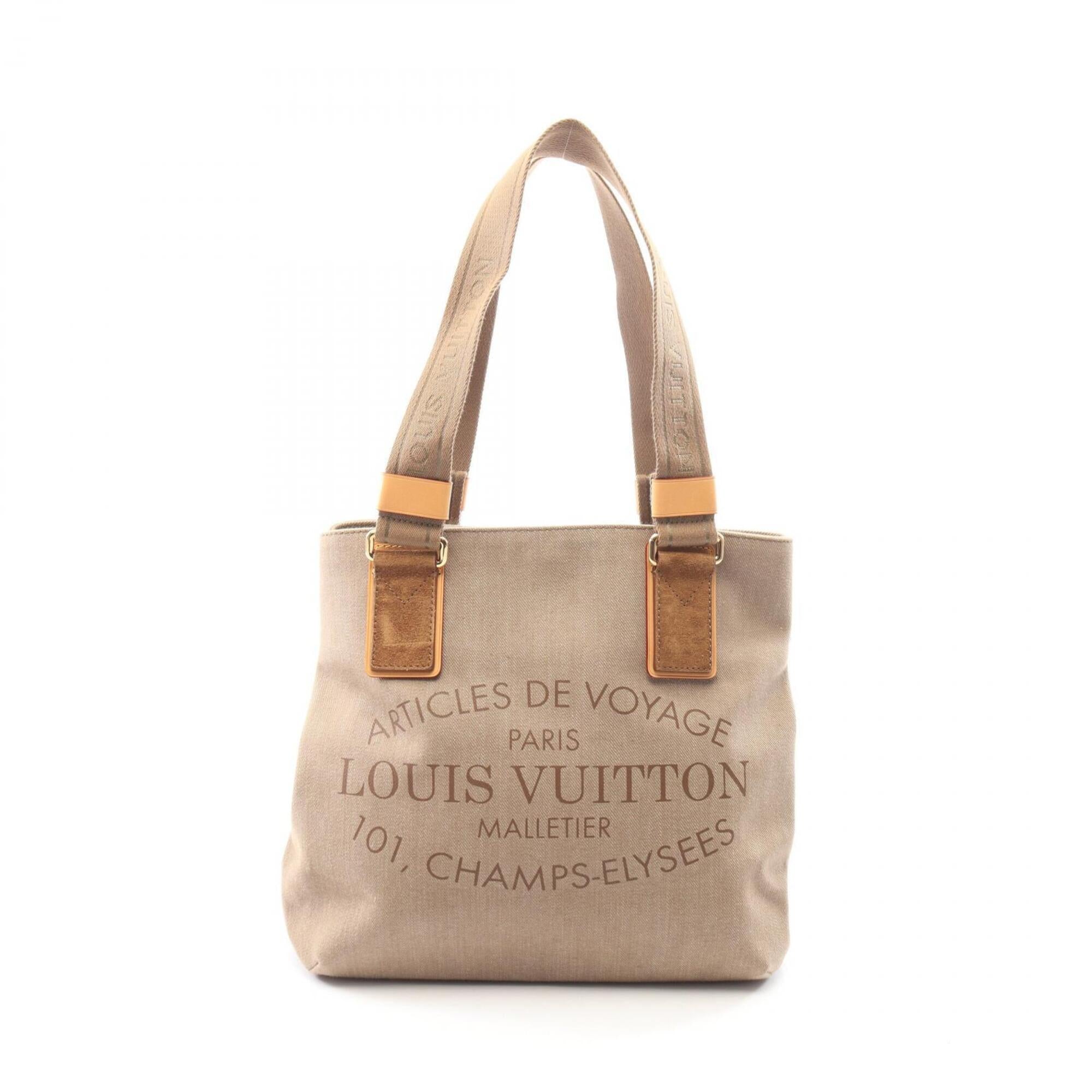 Louis Vuitton Beige Brown Canvas Suede Leather Handbag Tote Bag (Pre-Owned)
